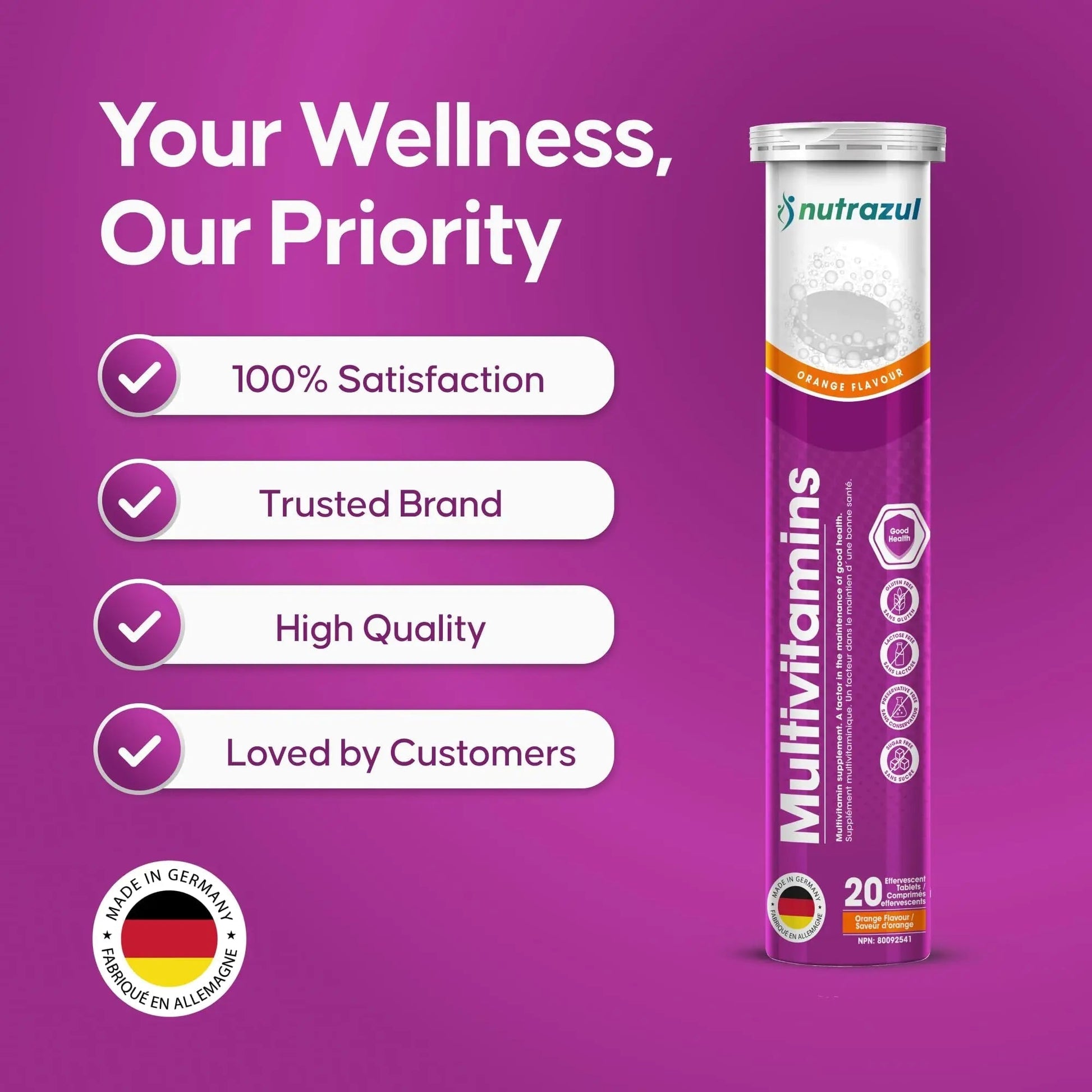 nutrazul Multivitamin Effervescent Tablets, Supplement for Daily Wellness & 9 Essential Vitamins, Contains Vitamin with Vitamin C & B Complex nutrazulAu supplements