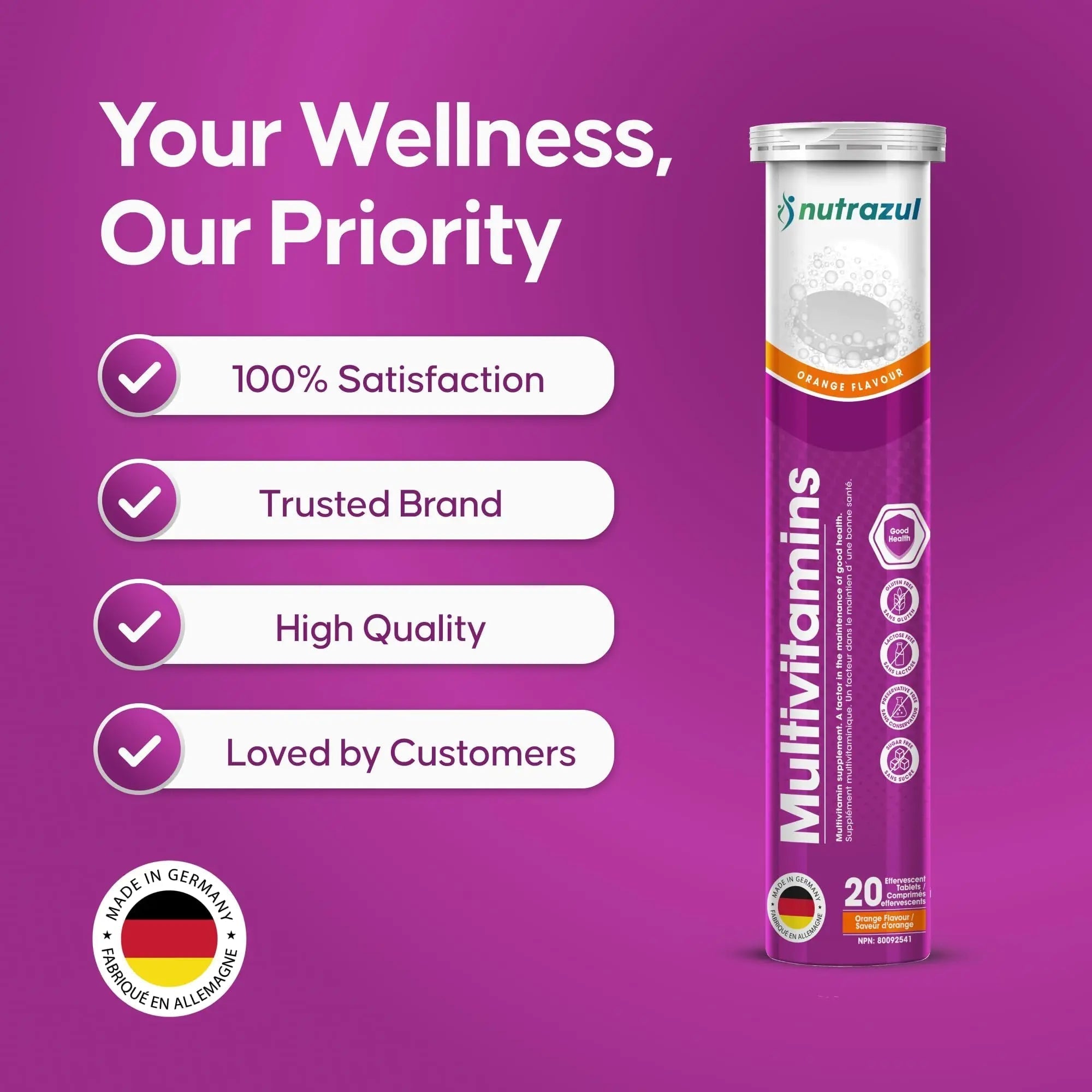 nutrazul Multivitamin Effervescent Tablets, Supplement for Daily Wellness & 9 Essential Vitamins, Contains Vitamin with Vitamin C & B Complex nutrazulAu supplements