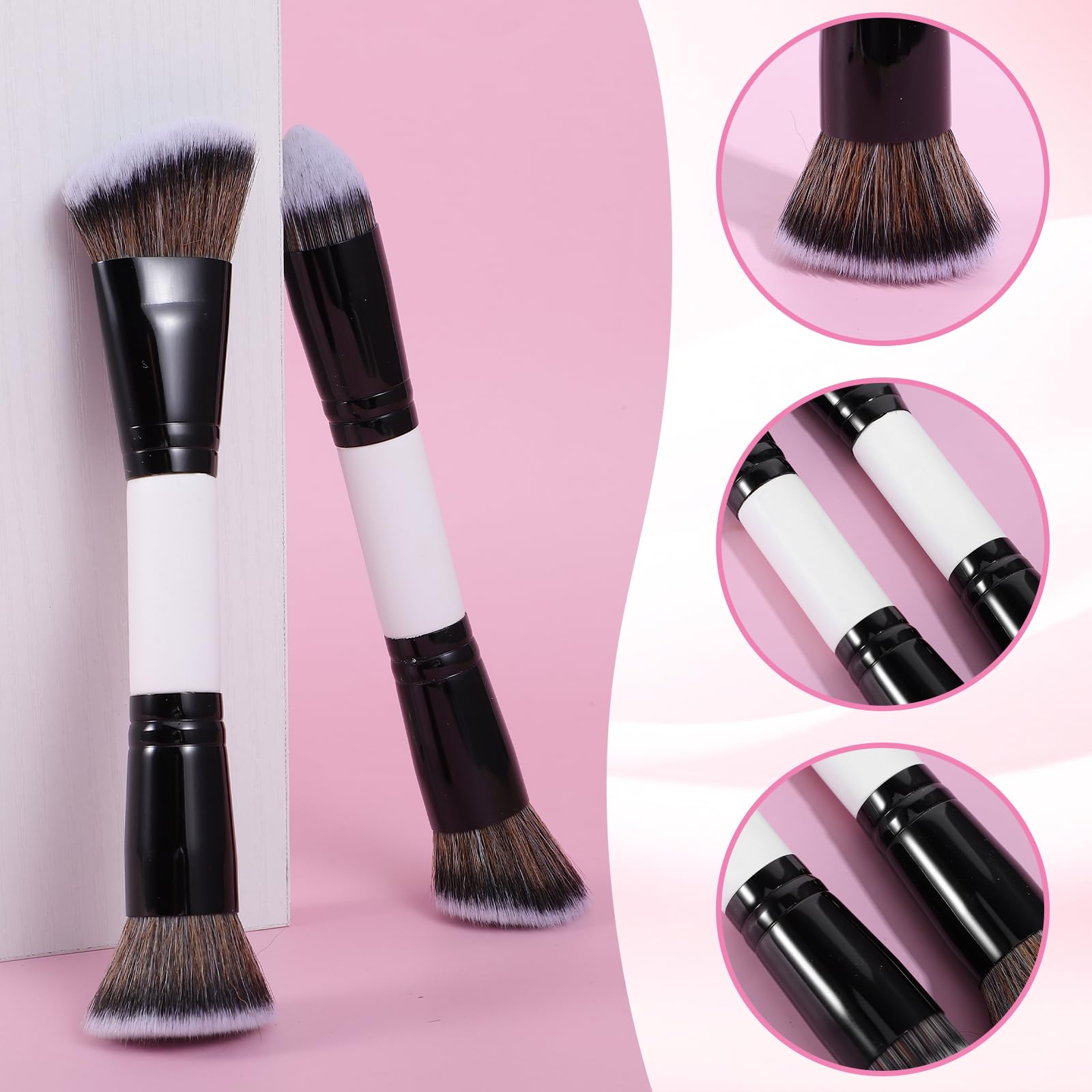 KFHENSOM 4PCS Foundation Contour Conceal Brush Set Dual-Ended Makeup Brushes Set Professional Powder Blush Concealer Eyeshadow Kabuki Foundation Brush Kit for Liquid Loose Powder Cream KFHENSOMRAu supplements