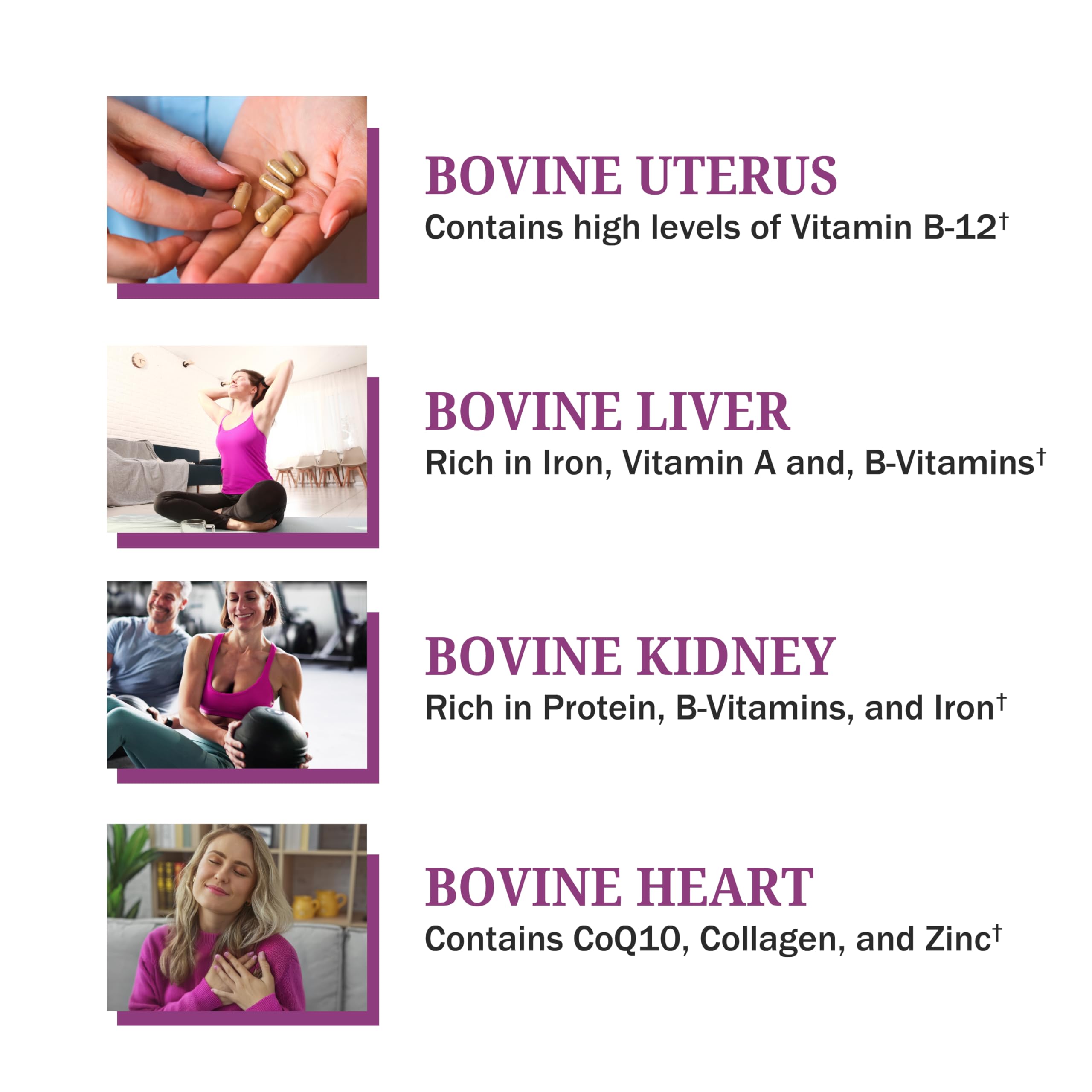 BioSchwartz Primal Beef Organ Supplement for Women - 60 Capsules - Grass-Fed & Pasture-Raised - Supports Healthy Hair Skin and Nails, Hormone Balance - with Bovine Liver, Kidney, Heart, Uterus Powder BioSchwartzAu supplements