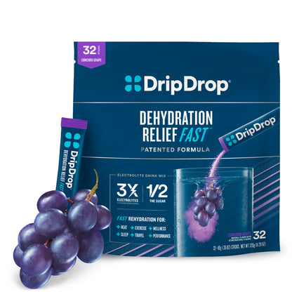 DripDrop Hydration - Electrolyte Powder Packets - Concord Grape - 32 Count DripDropUS supplements