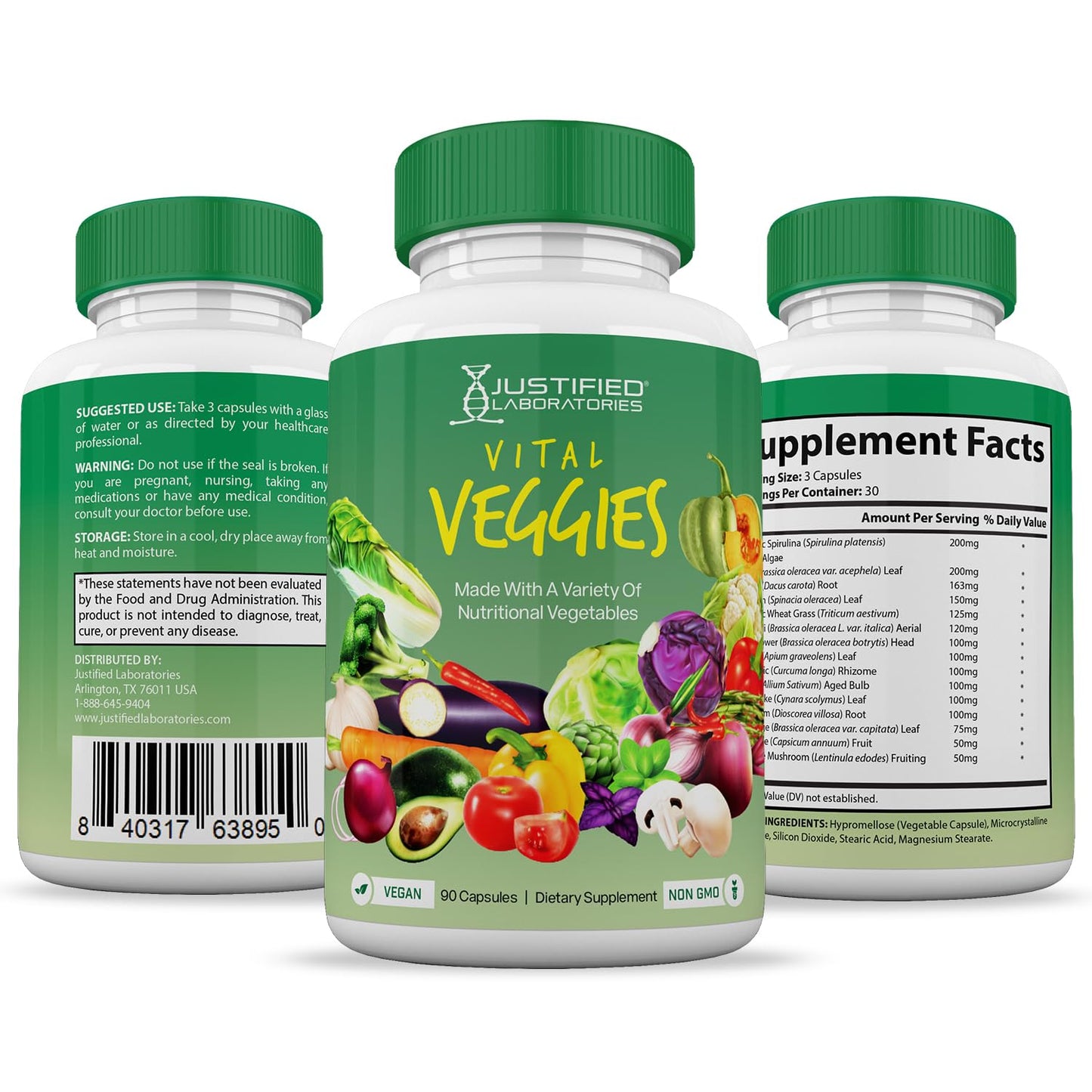 (20 Pack) Vital Fruits and Veggies Supplement Whole Food Red & Green Superfoods Justified LaboratoriesUS supplements