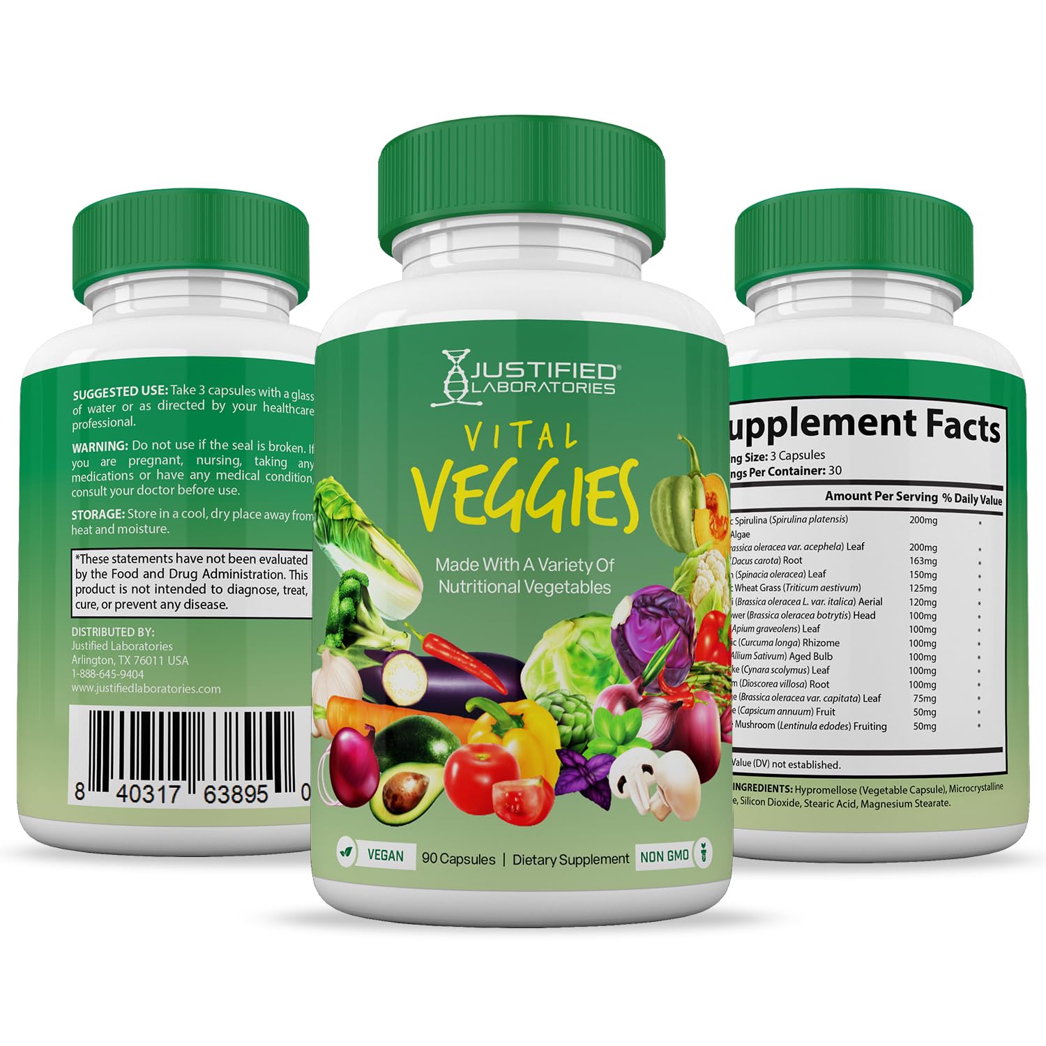 (20 Pack) Vital Fruits and Veggies Supplement Whole Food Red & Green Superfoods Justified LaboratoriesUS supplements