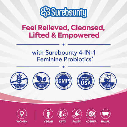 Surebounty Probiotics for Women, 120 Billion CFU 34 Strains, Prebiotics + Digestive Enzymes SurebountyUS supplements