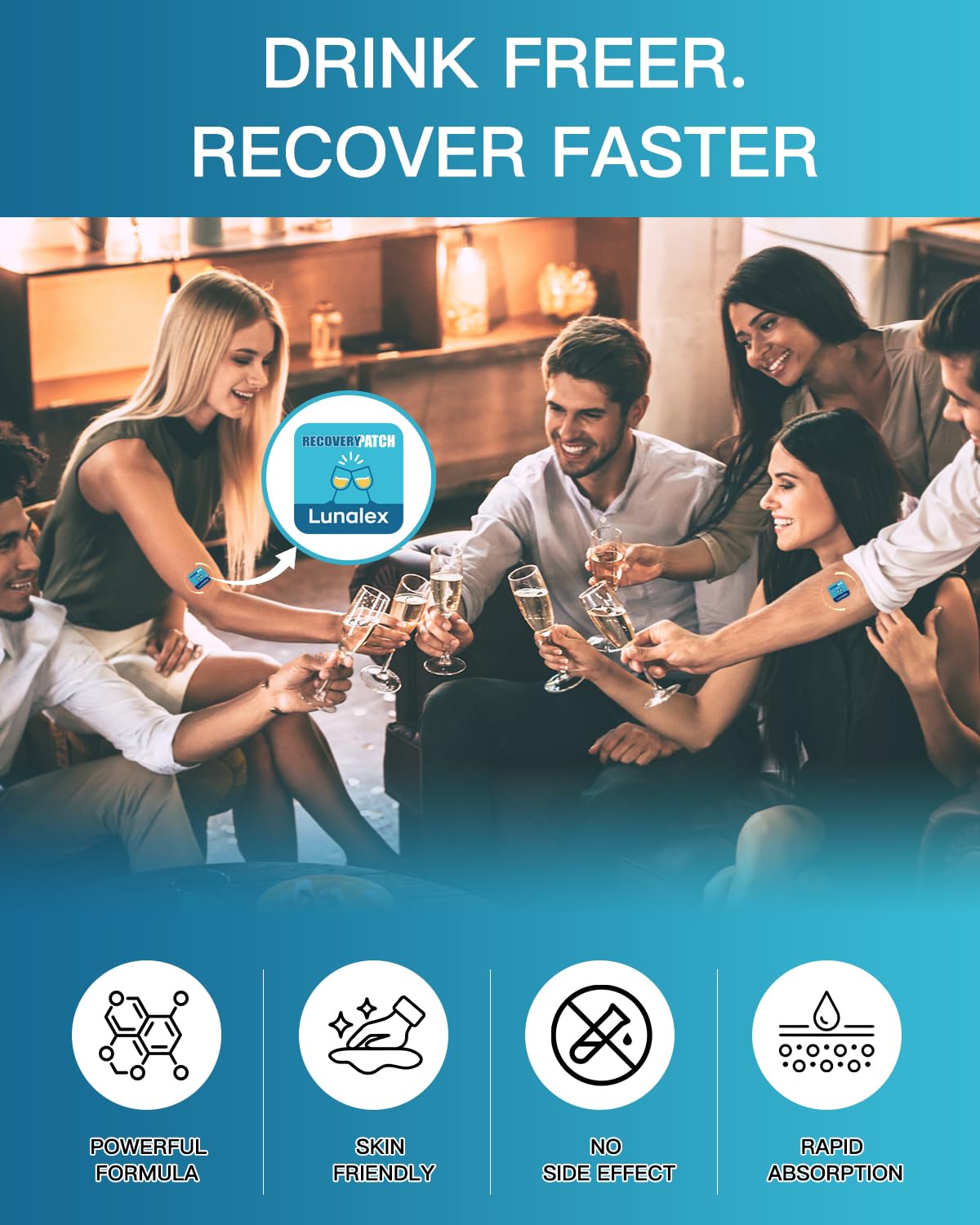 Lunalex Recovery Patch 48 Pack - Wake Up Refreshed & Balanced After Celebration - Plant-Based Formula for Morning Wellness - Bachelorette & Wedding Party Favors - 2 Patches per Sachet, Waterproof LunalexAu supplements