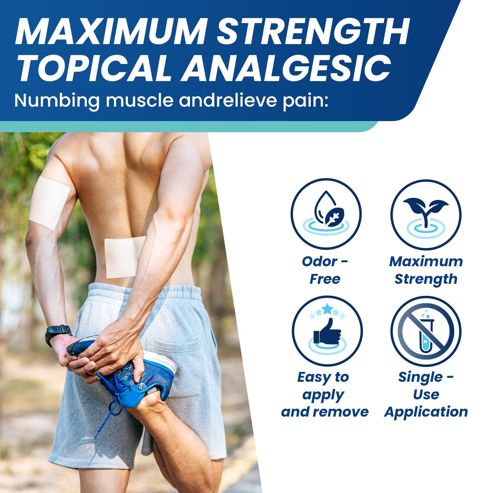 Sumifun 4% Lidocaine Patches,Maximum Strength Pain Relieving Patch Back, Shoulder, Joints, Knee Pain Relief and Muscle Soreness - 8 Hour Pain Relief (21 Count(Pack of 1)) SumifunAu supplements