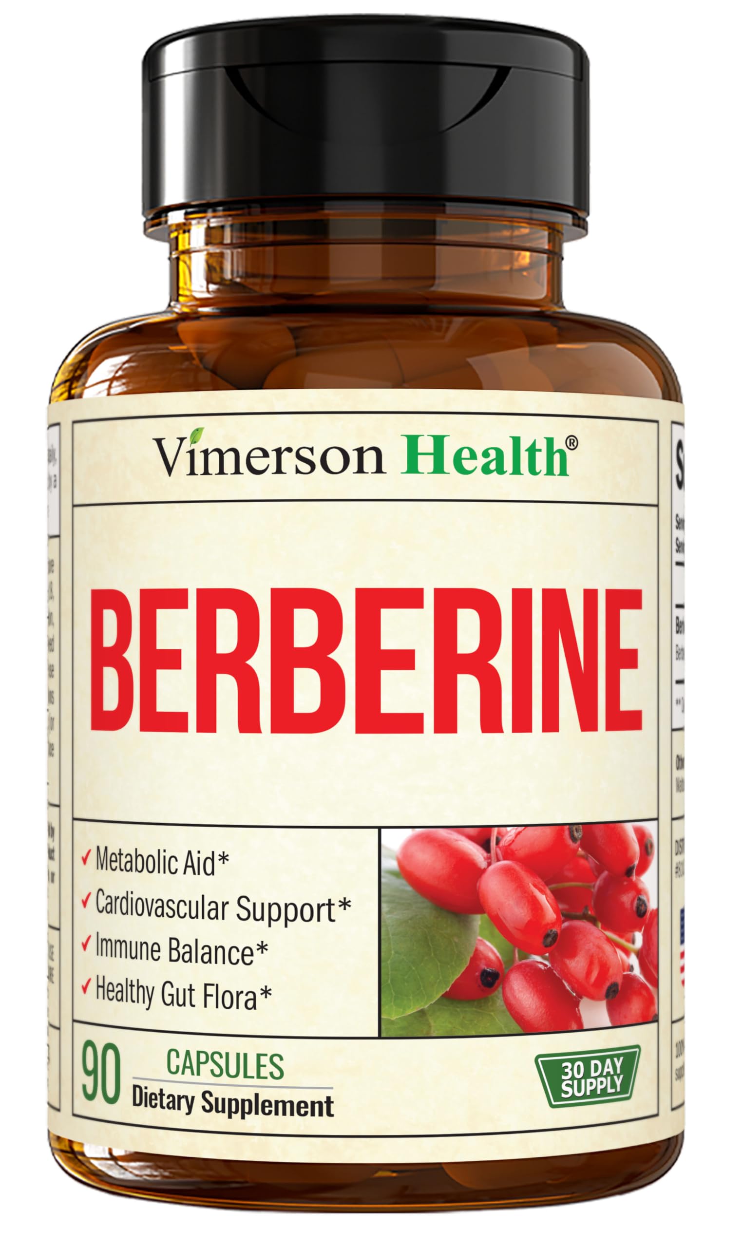 Vimerson Health Berberine Supplement with Third Party Tested Berberine 1800mg - Immune Support Supplement for Cardiovascular, Gastrointestinal Function & Metabolic Aid - Vegan & Non-GMO Vimerson HealthAu supplements