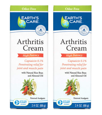 Earth's Care Arthritis Cream - Joint Cream with Natural Capsaicin - Topical Analgesic 2.4 OZ (Pack of 2) Earth's CareAu supplements