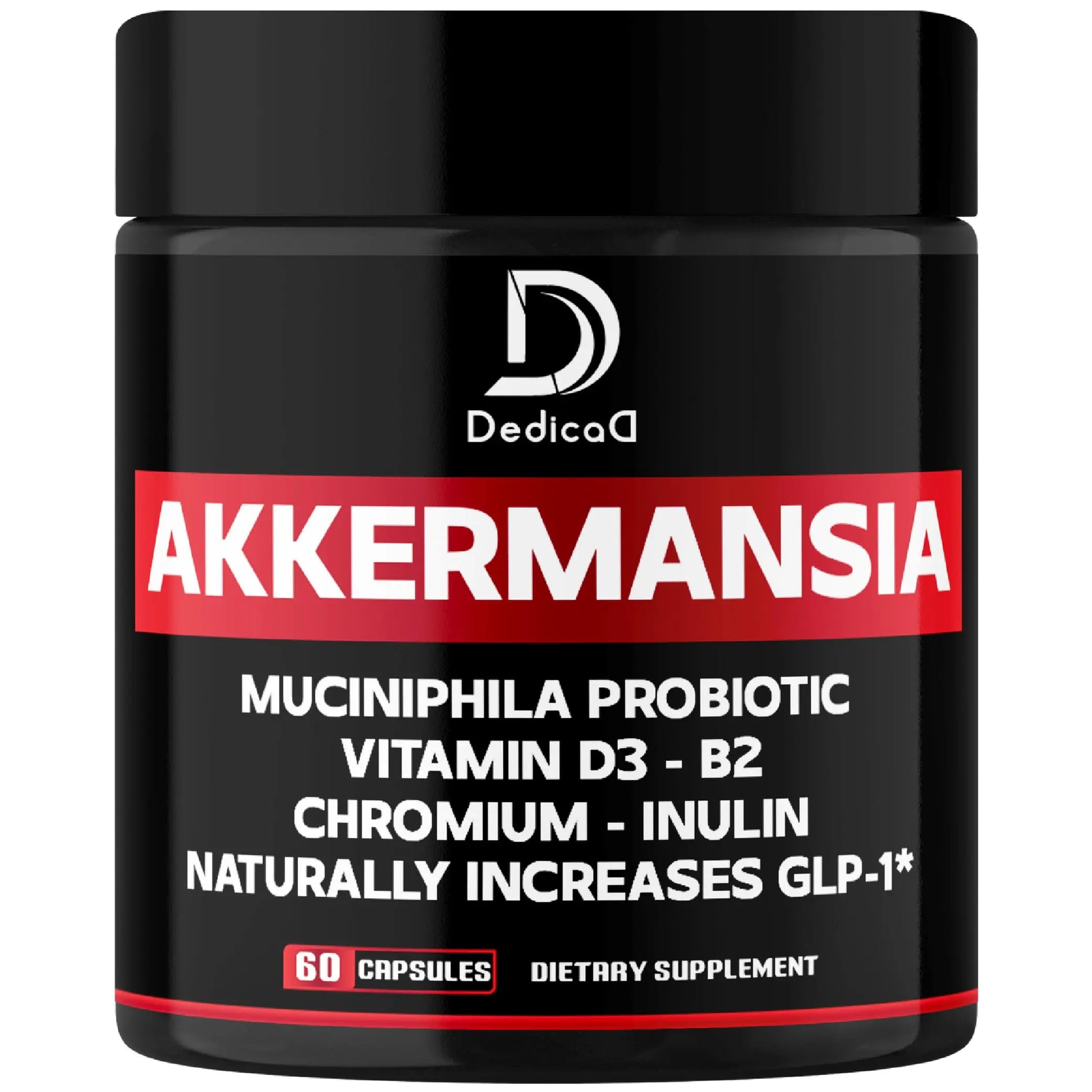 DEDICAD Akkermansia Probiotic for Increases GLP-1 - Contains Inulin, Bacillus Coagulans, Lactobacillus Acidophilus & Chromium - 60 Days Supply - 60 Capsules DEDICADAu supplements
