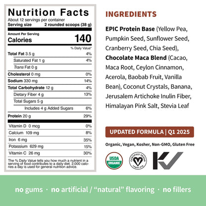Sprout Living Epic Protein, Plant Based Protein & Superfoods Powder, Chocolate Maca Powder | 20 Grams Organic Protein Powder, Vegan, Non Dairy, Non-GMO, Gluten Free Sprout LivingUS supplements