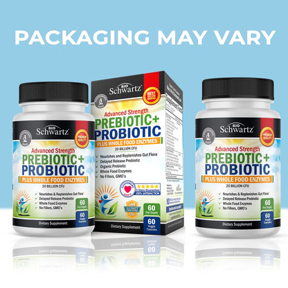Prebiotics and Probiotic with Whole Food Enzymes for Adults Women & Men BioSchwartzUS supplements