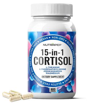 NutraPep Cortisol Detox Supplement Men Women - Reduce Lower Cortisol High Cortisol Reducer Blocker Control - Supports Stress Mood Rest Adrenal Calm Relax with Ashwagandha L-Theanine Magnesium NutraPepAu supplements