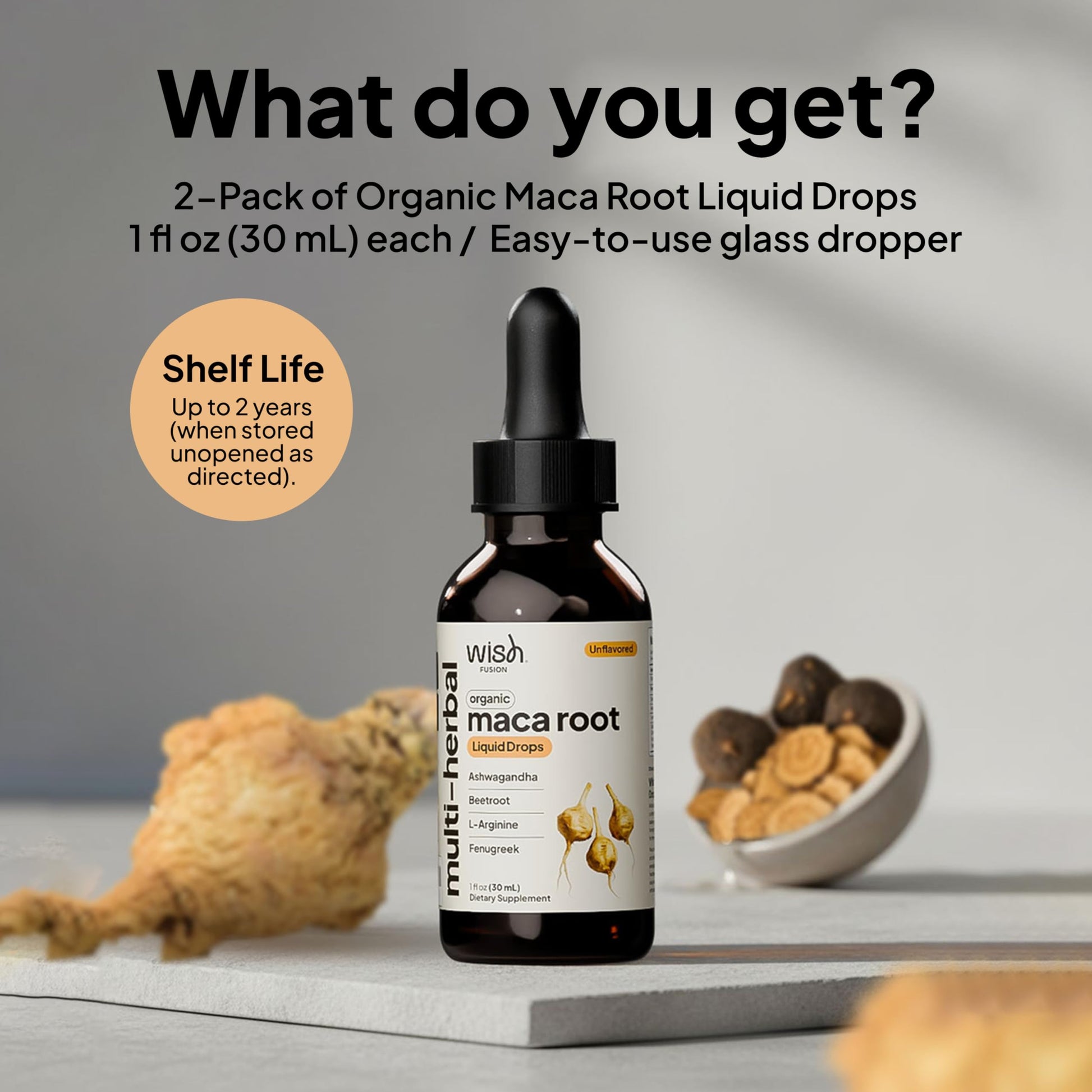 Wish Fusion Maca Root Liquid Drops 2 Pack Organic Maca Root Drops for Energy Support Hormone Balance, Mood Maca Root, Ashwagandha & Tongkat Ali Blend, Liquid Maca Root Extract Fenugreek & Beetroot Wish FusionAu supplements