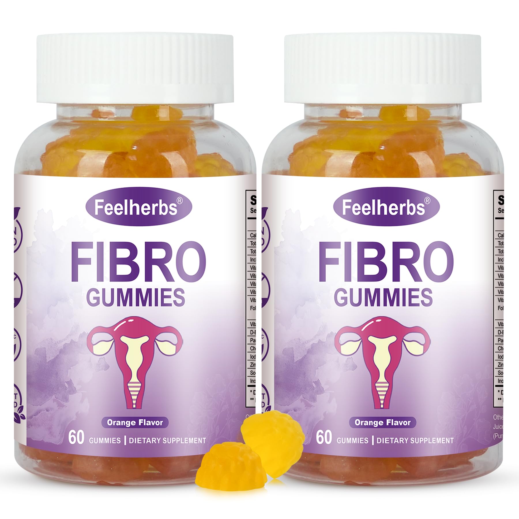 Feelherbs Fibro Gummies for Women, Pack of 2, Multivitamin Inositol Gummies with Inositol, Biotin, Vitamins A, C, D3, E, B6, B12, 60 Gummies Per Bottle FeelherbsAu supplements