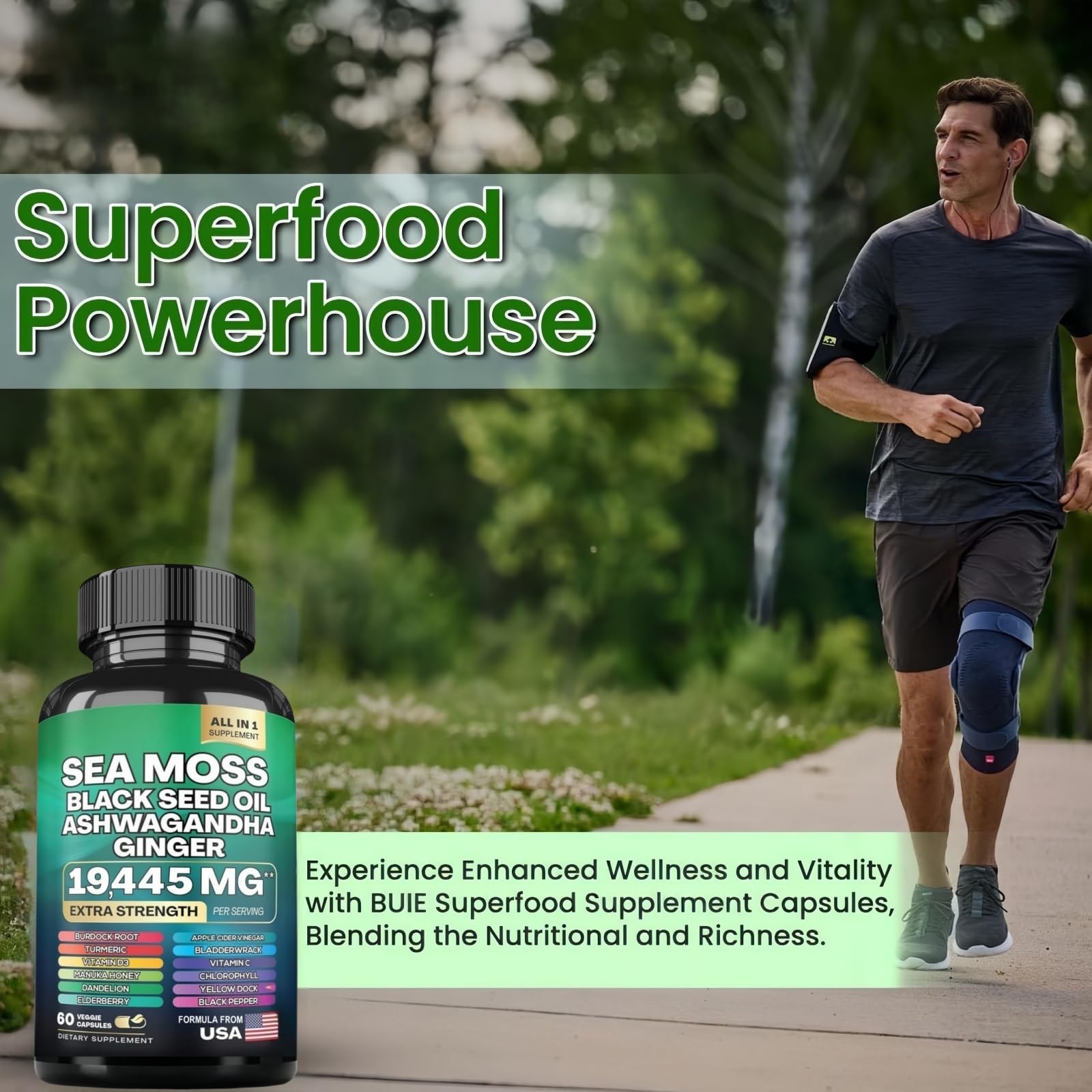 HealthyFinds Sea Moss Black Seed Oil Ashwagandha Ginger Capsules with Turmeric Bladderwrack Burdock & Vitamin C Vitamin D3 with Elderberry Manuka Dandelion Yellow Dock Iodine Chlorophyll ACV HealthyFindsAu supplements