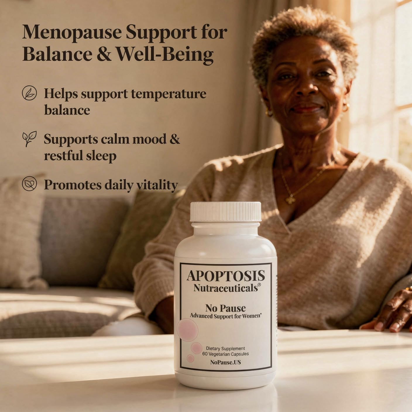 Apoptosis Menopause Supplement for Women – Supports Hot Flash Relief, Mood Balance, Energy & Vitality – with L-Arginine – 60 Capsules – Made in USA Apoptosis NutraceuticalsAu supplements