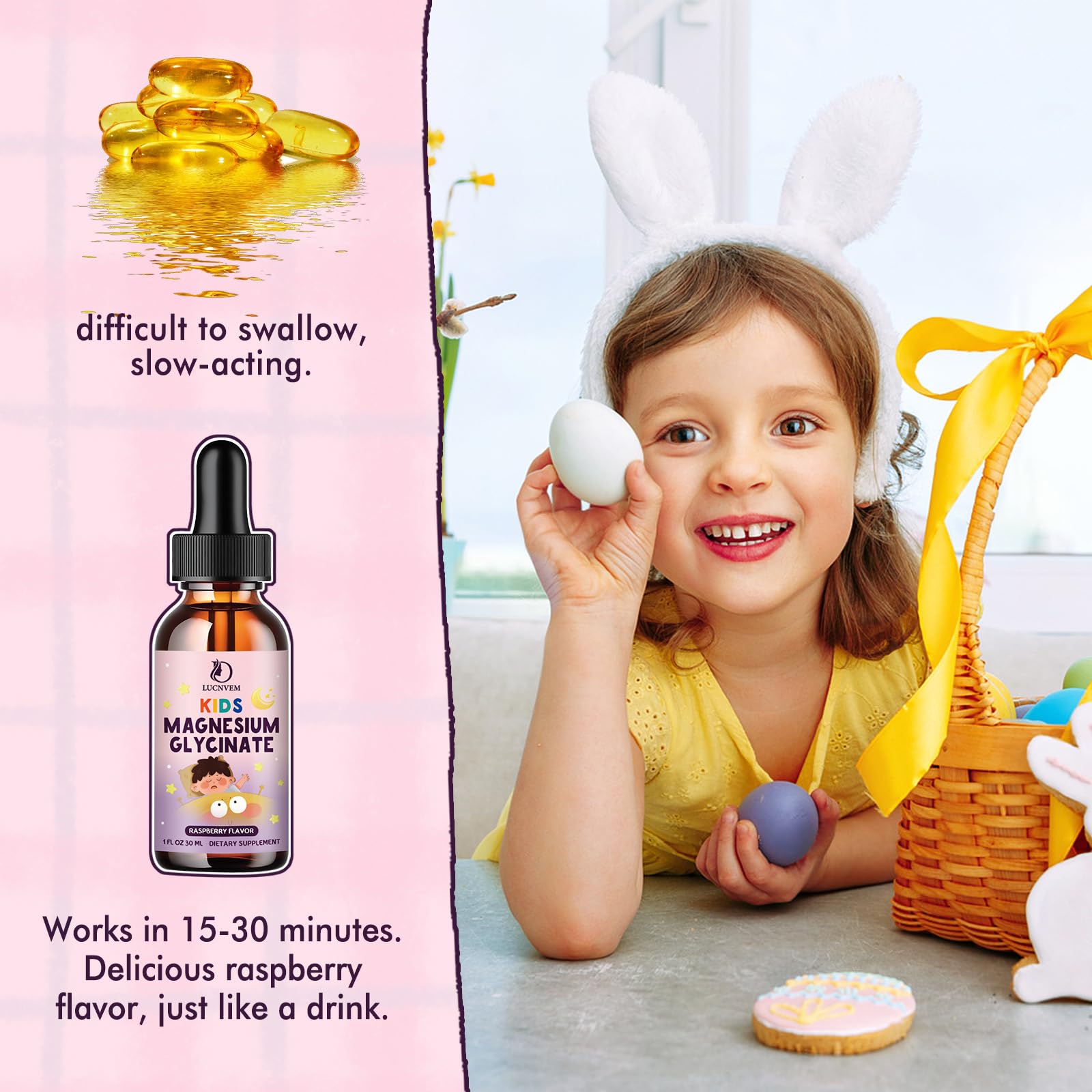 Kids Magnesium Glycinate Sleep Liquid Drops – Sleep & Calm Support with L-Theanine – Melatonin-Free, Sugar-Free Vegan Raspberry Supplement – 2 Bottles, 30ml Each LUCNVEMAu supplements