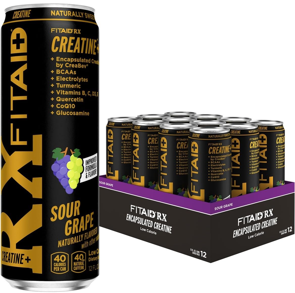 FITAID RX Recovery Blend Plus Creatine, Contains BCAAs, Glucosamine, Turmeric, B-Complex, Electrolytes, 12 Fl Oz (Pack of 12) LIFEAIDAu supplements