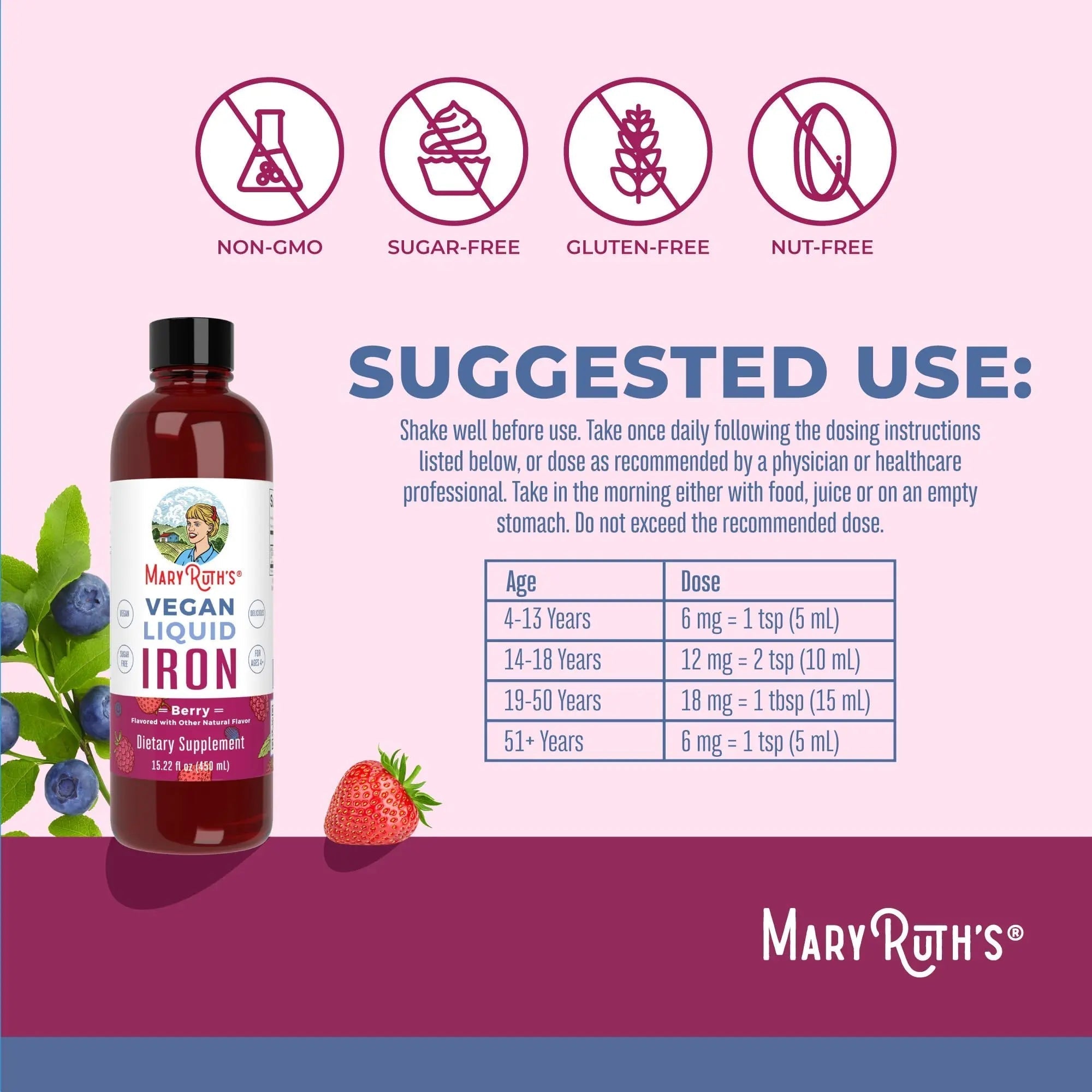 MaryRuth's Women's Multivitamin + Hair Growth Liposomal (Peach) & Iron Liquid (Berry) | Clean Label Project Verified® | MARYRUTH'SAu supplements