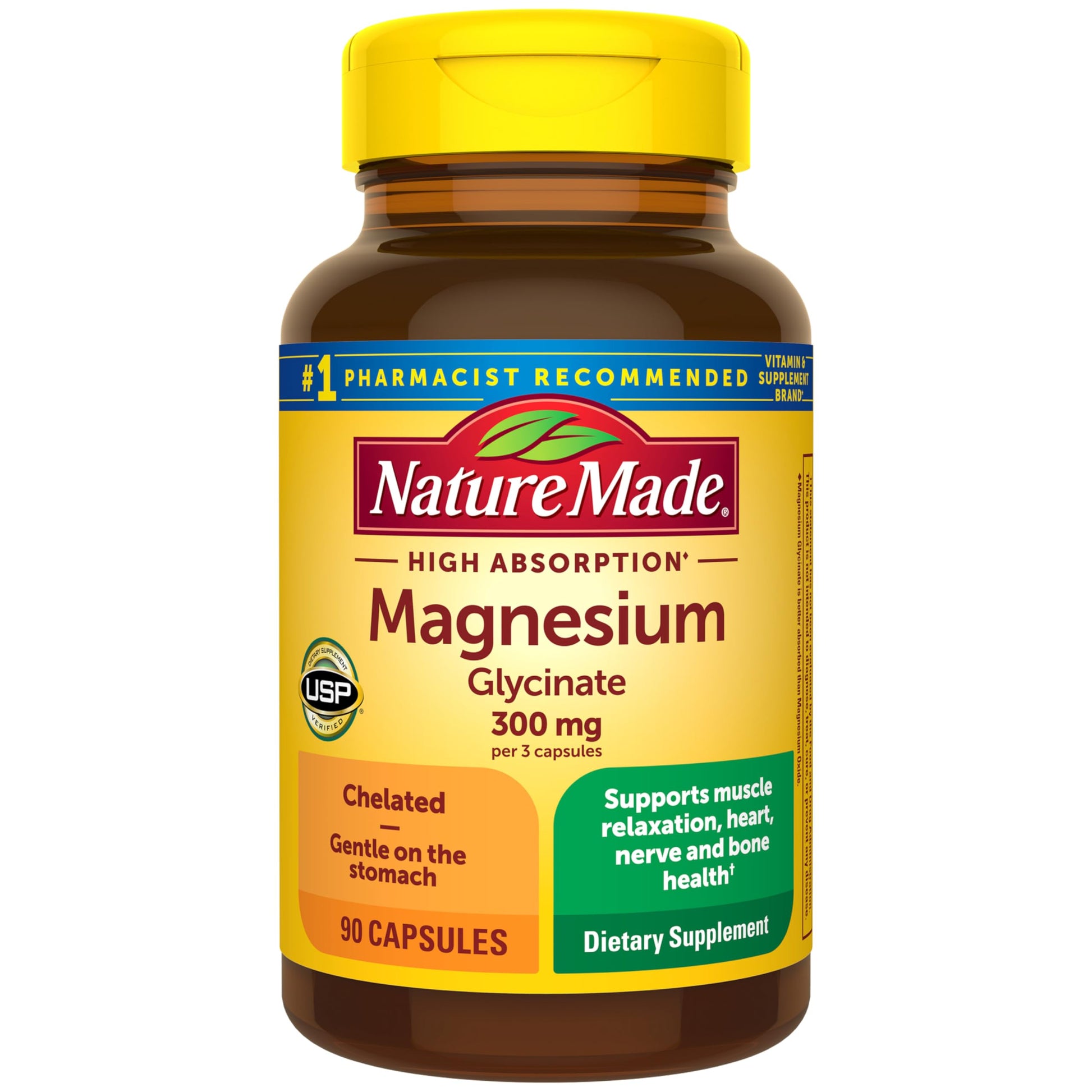 Nature Made High Absorption Magnesium Glycinate 300mg per 3 Capsules, Magnesium Supplement for Muscle, Heart, Nerve and Bone Support, 90 Magnesium Bisglycinate Capsules, 30 Day Supply Nature MadeAu supplements