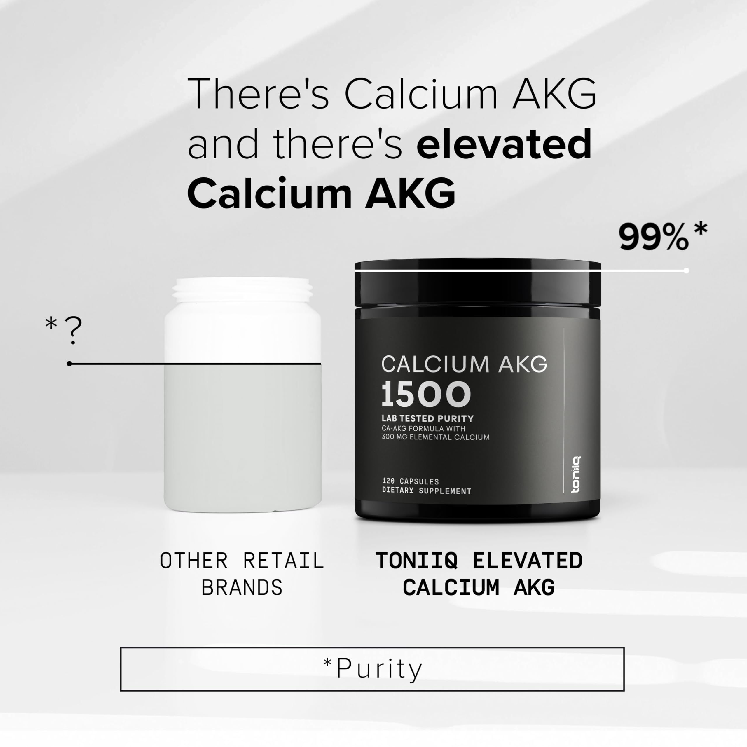 Toniiq 1500mg Ultra High Purity Ca AKG Supplement - 99%+ Highly Purified and Bioavailable Calcium Alpha-Ketoglutarate - Calcium AKG Longevity Supplement - 120 Ca-AKG Vegetarian Capsules ToniiqAu supplements