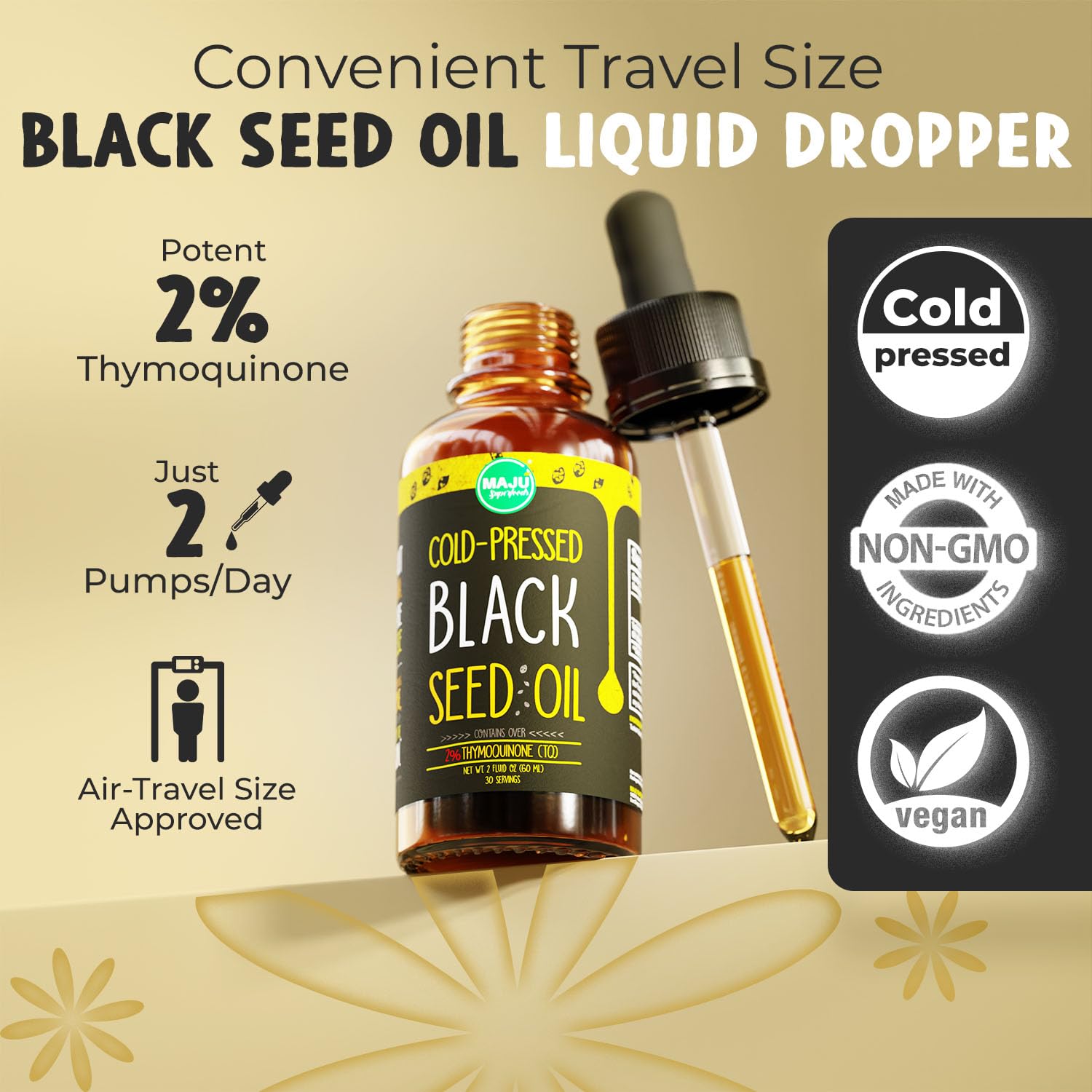 MAJU Black Seed Oil - 3 Times TQ, Cold-Pressed, Travel Size, 100% Turkish Black Cumin Maju SuperfoodsUS supplements