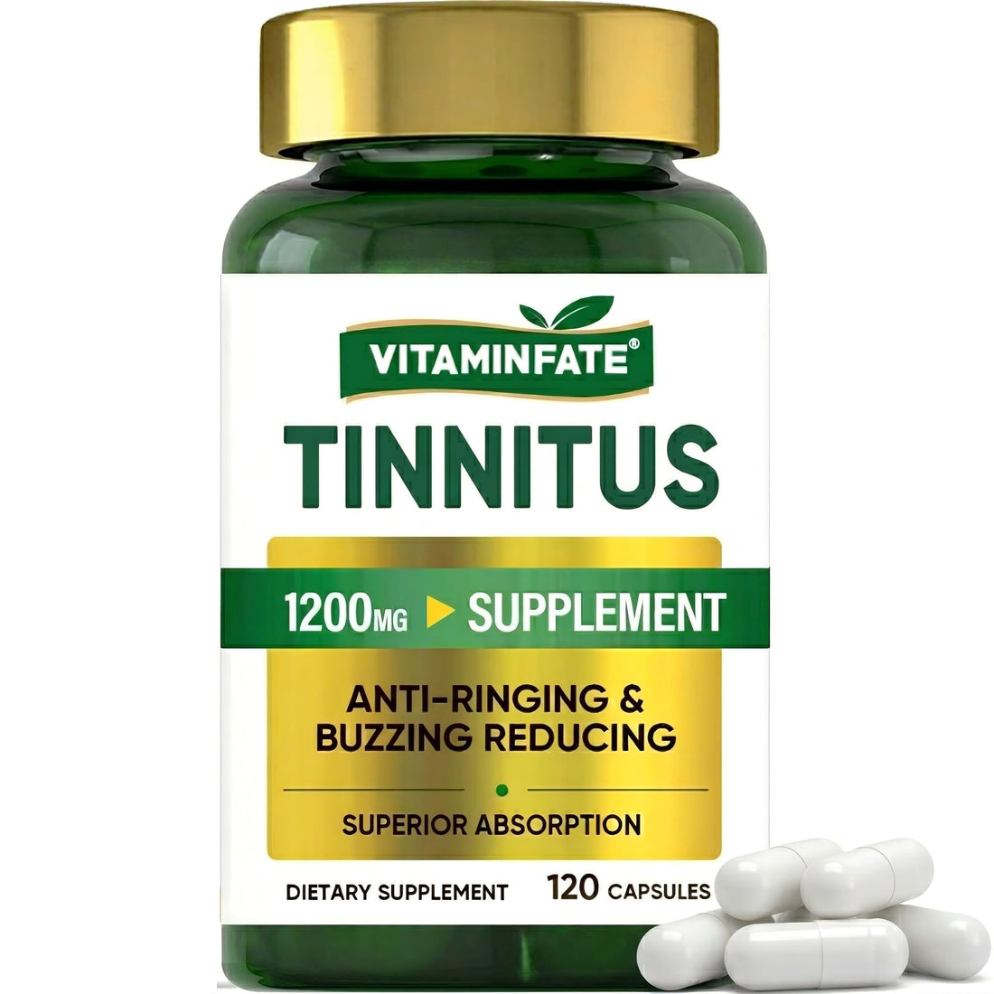 Tinnitus Relief for Ringing Ears 1200mg - 120 Capsules Advanced Ear Health Support Supplement | Supports Ear Health and Reduces Tinnitus Symptoms - Non-GMO & Vegan VITAMINFATEAu supplements