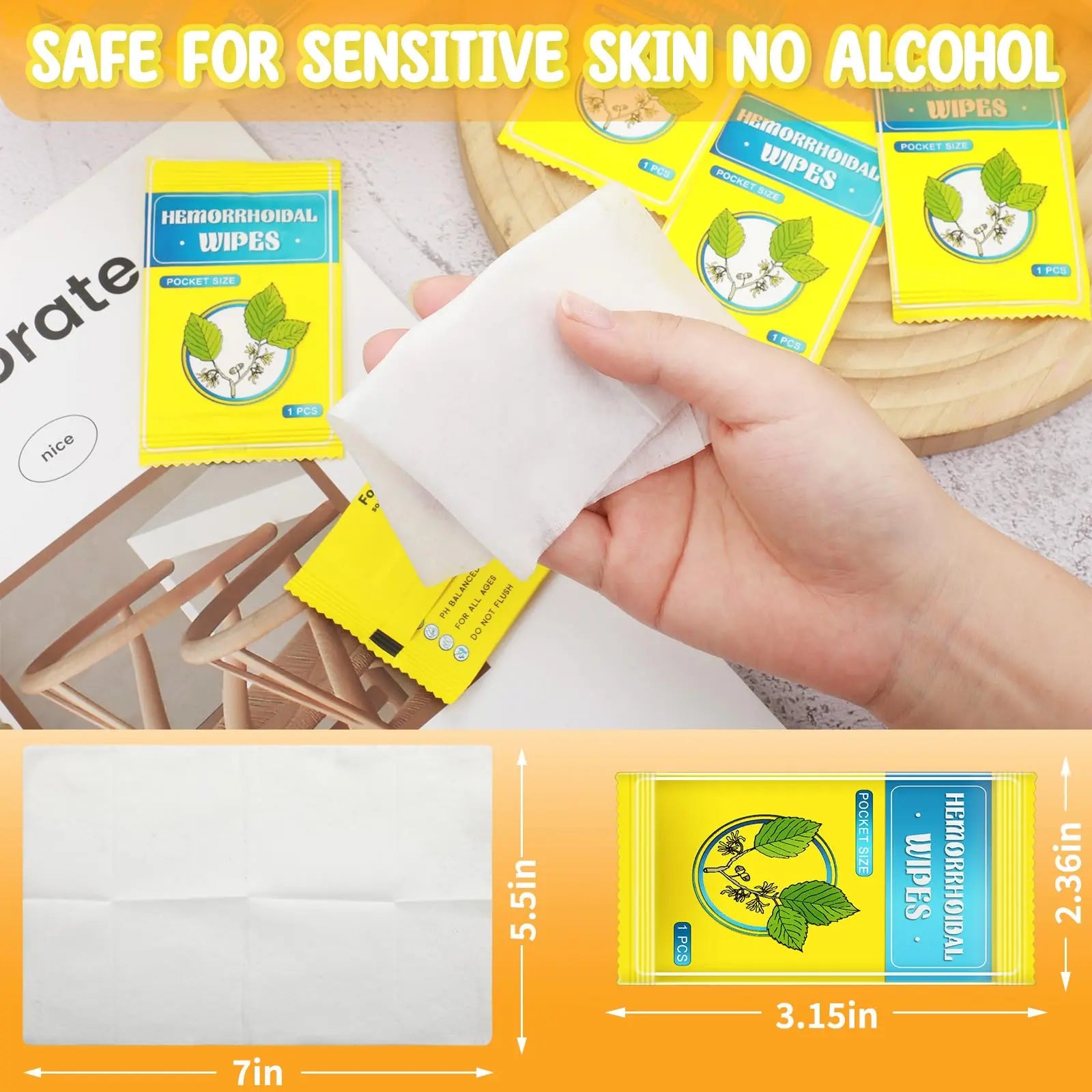 Timgle 300 Counts Individual Packing Hemorrhoid Wipes Witch Hazel Wipes for Butt Hemorrhoidal and Relief Swelling Pain Burning Itching Numbing, 5.5 x 7 Inch TimgleAu supplements