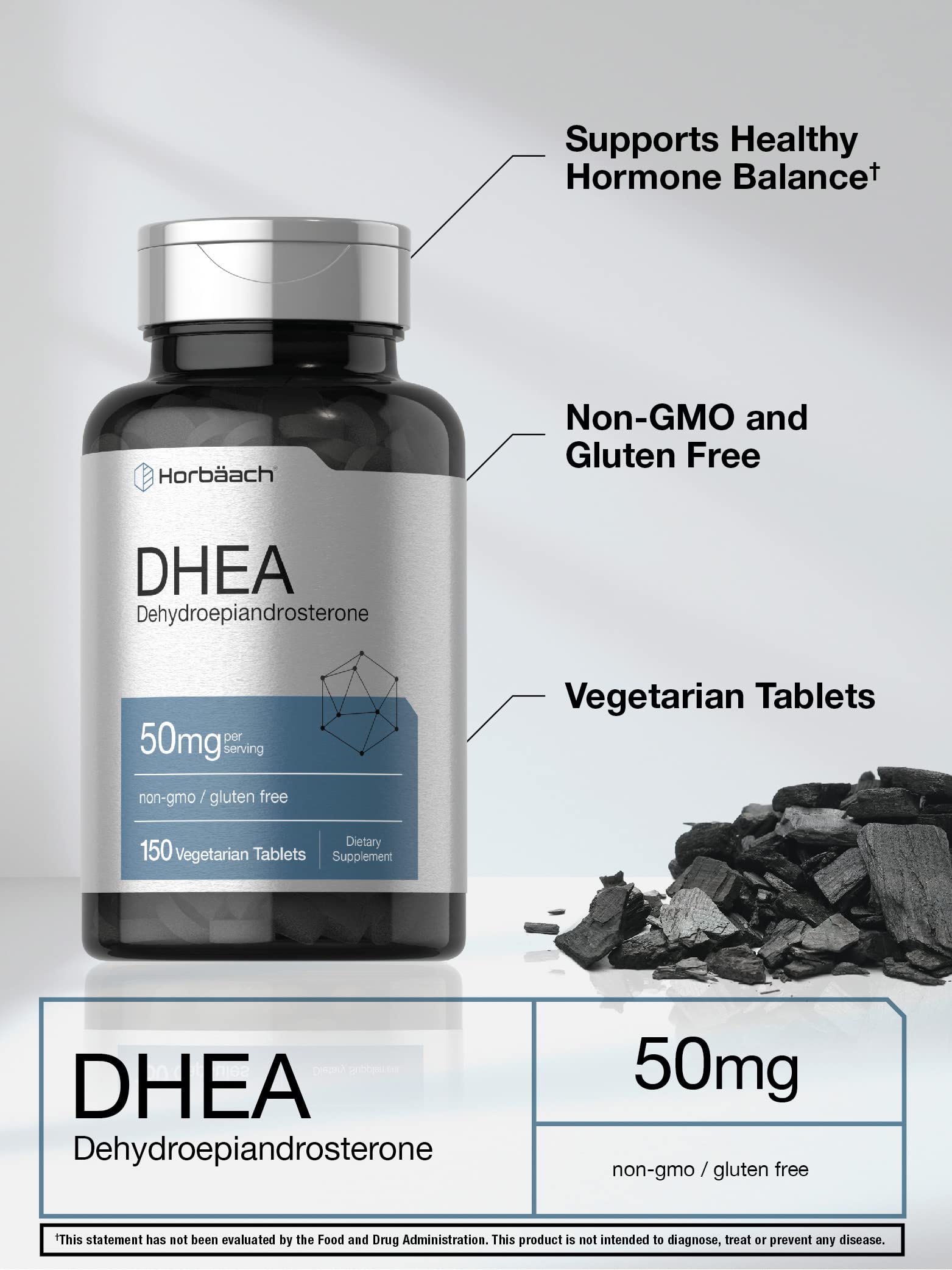 DHEA 50mg 150 Tablets | Non-GMO, Gluten Free Supplement | by Horbaach HorbäachAu supplements