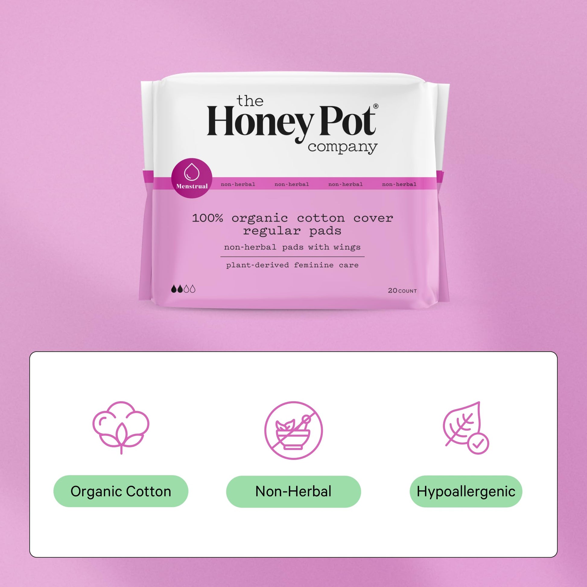 The Honey Pot Company - Non-Herbal Regular Flow Pads with Wings - Organic Pads for Women The Honey Pot CompanyAu supplements