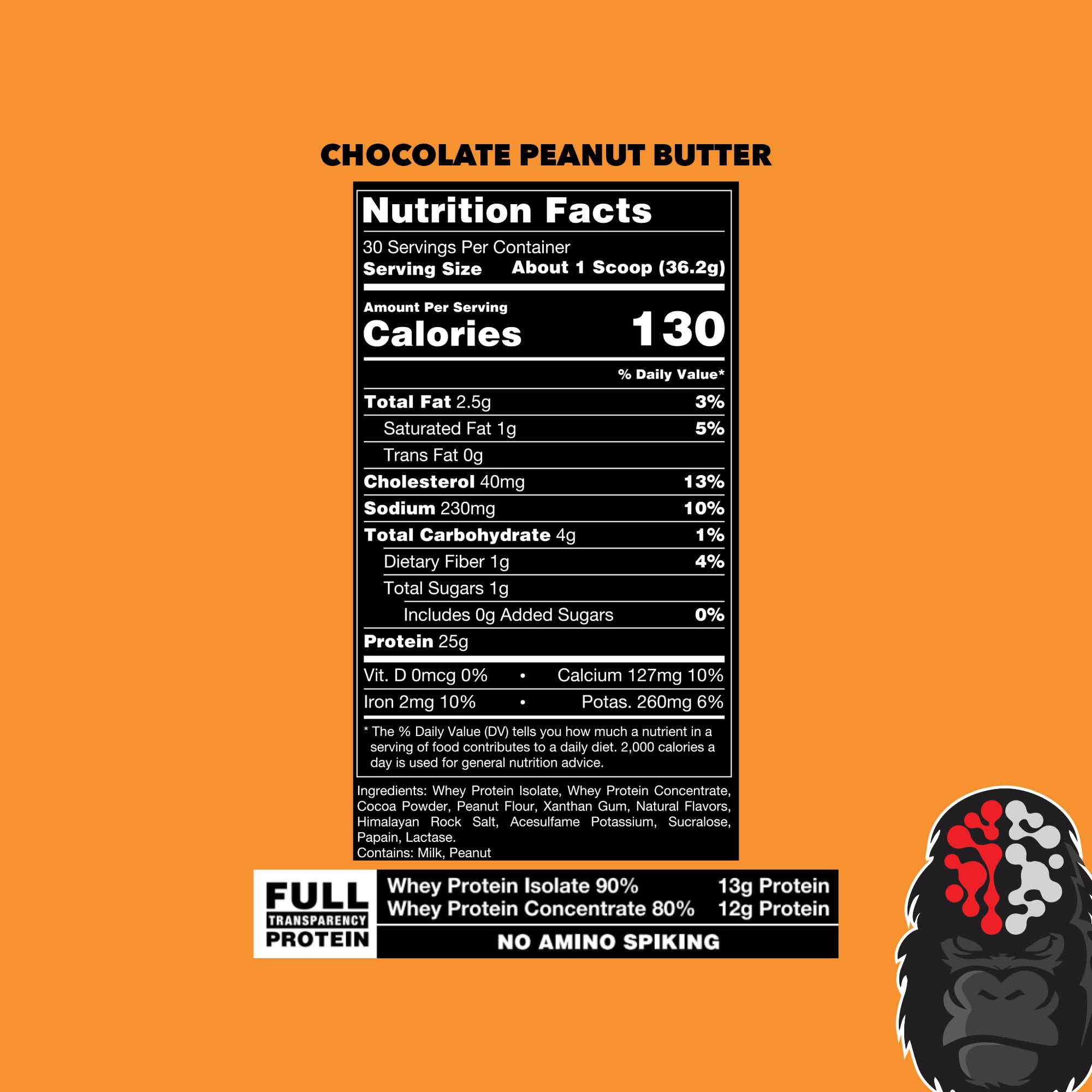 Gorilla Mode Premium Whey Protein - Chocolate Peanut Butter / 25 Grams of Whey Gorilla MindUS supplements