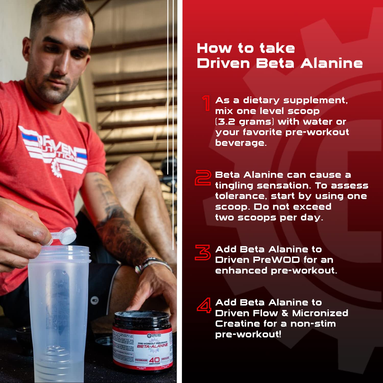 Driven Nutrition Beta Alanine, Unflavored - Preworkout Carnosine Booster for Physical Driven NutritionAu supplements