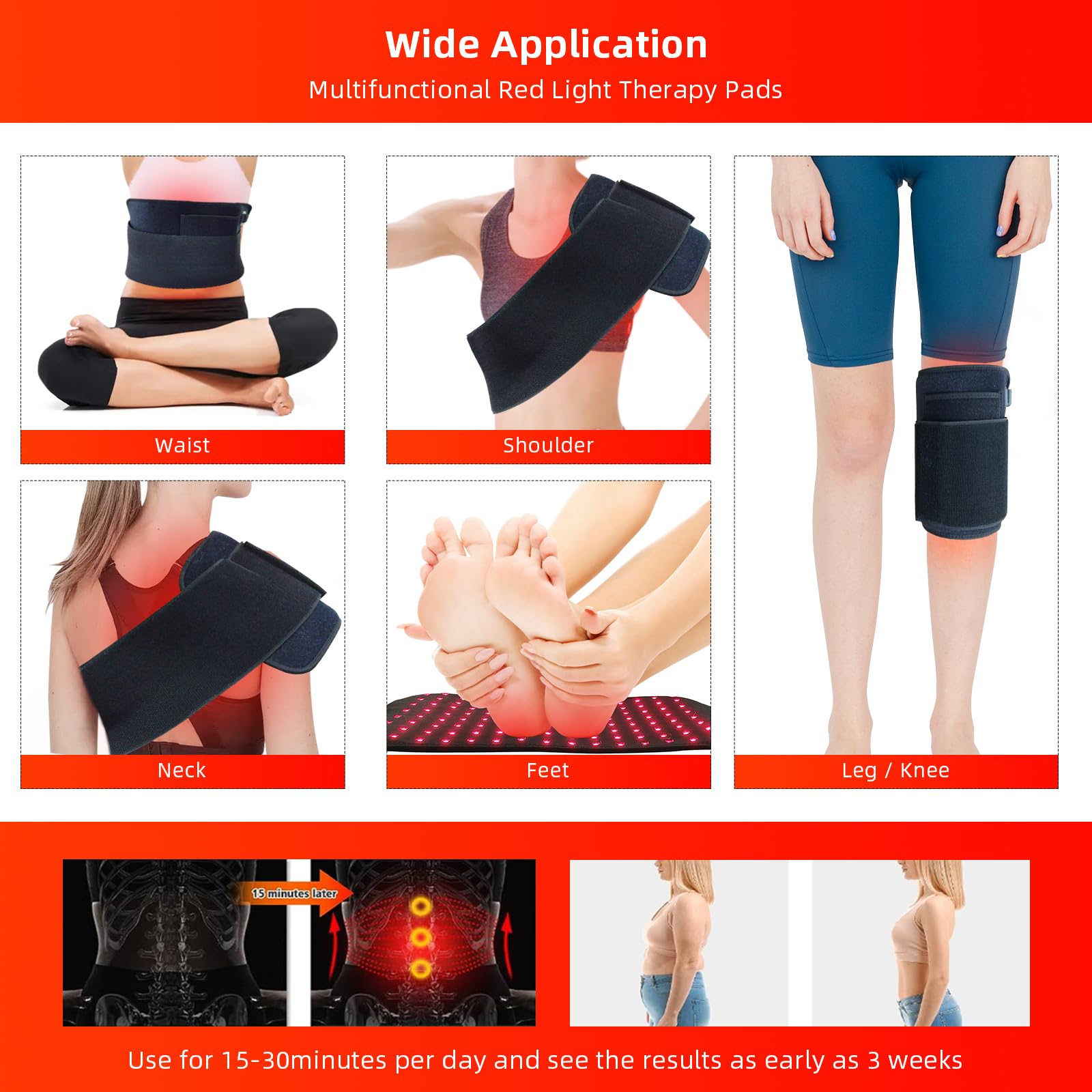 Red Light Therapy Infrared Light Therapy Heating Wrap Belt for Body Back Knee Shoulder Waist Muscle Pain AKYSUNAu supplements