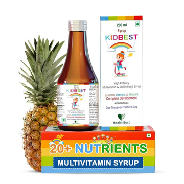 Kidbest Multivitamin Syrup for Kids 3-13 Years – Liquid Formula with 20 Nutrients for Appetite, Immunity, and Growth – Tasty Daily Vitamins HealthBestAu supplements