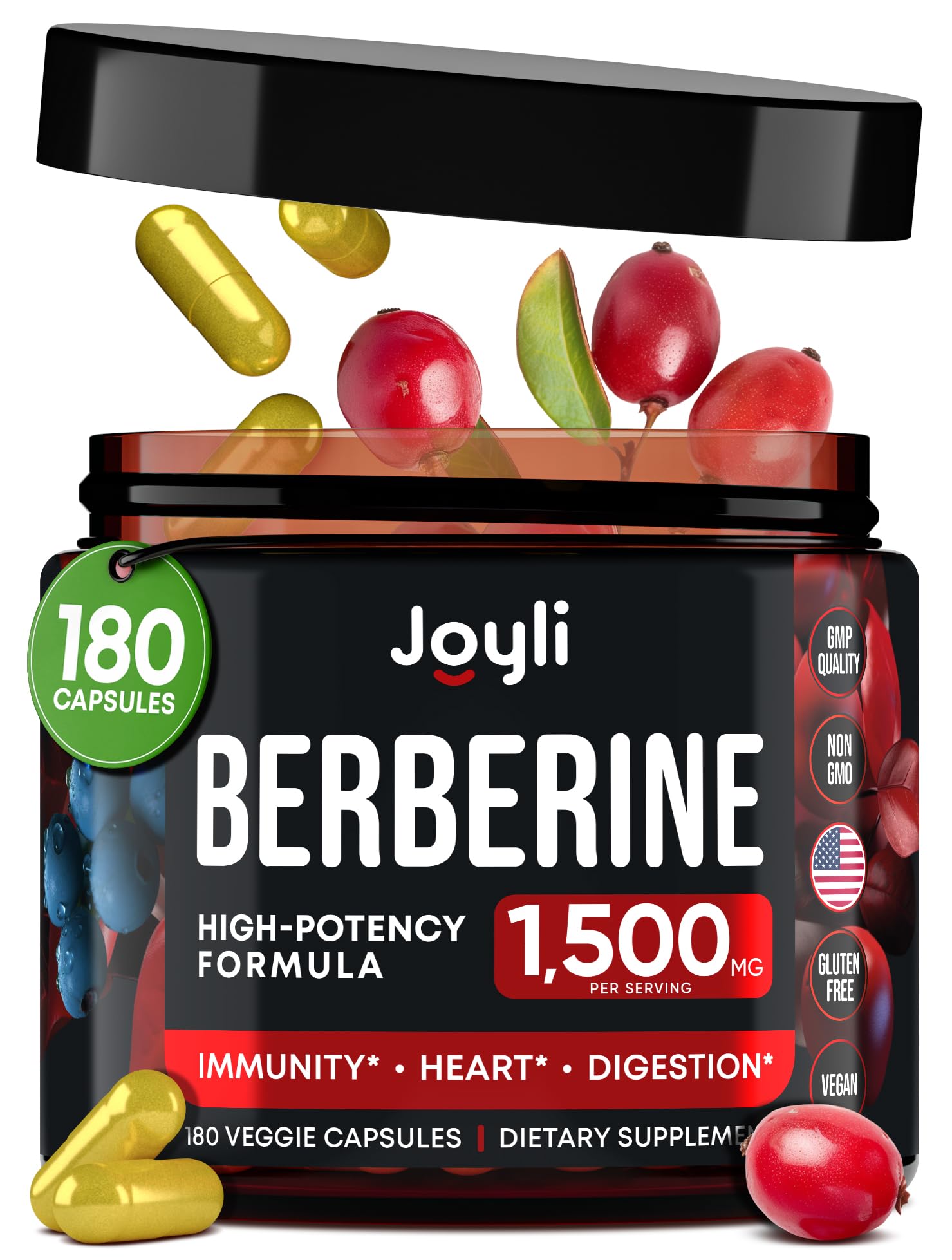Joyli Berberine 1500MG - 180 Vegan Capsules - Weight Management & Heart Support JOYLI NutritionUS supplements