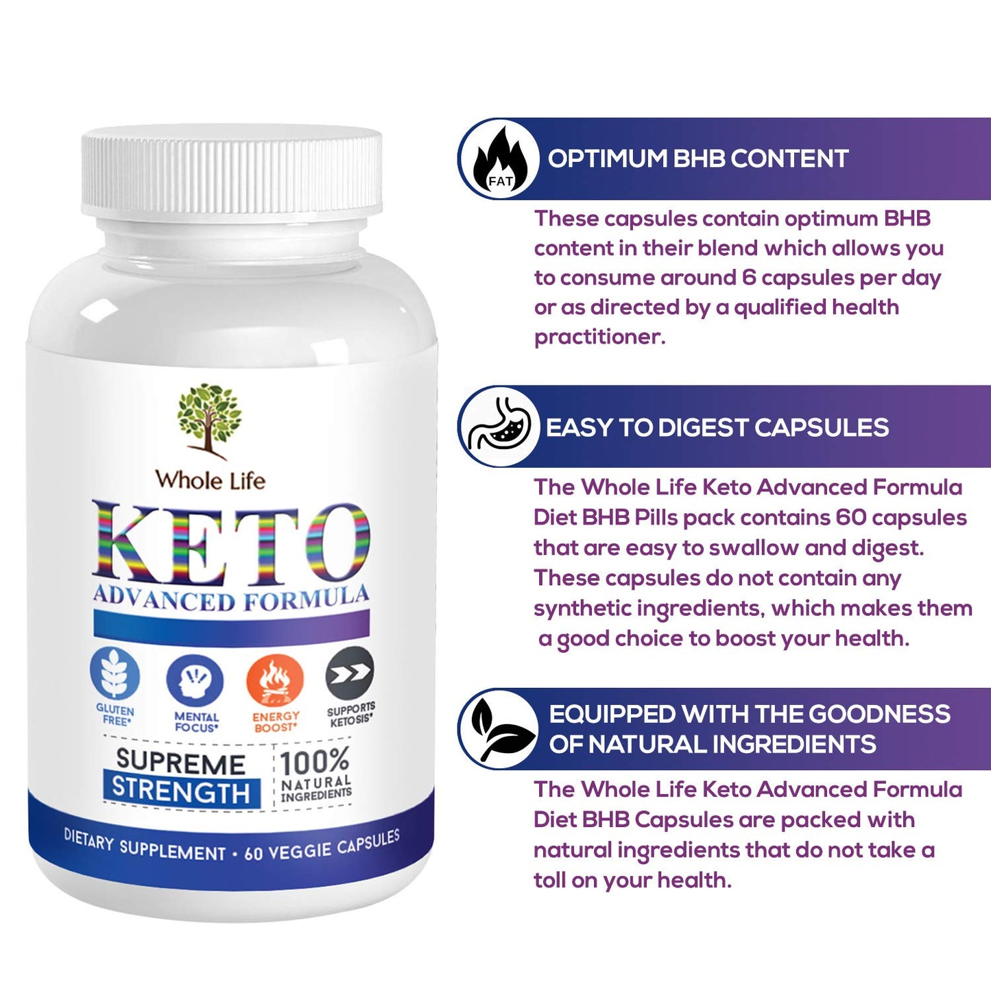 WHOLE LIFE Keto Advanced Formula Diet BHB Pills - Ketogenic All Natural, Support WHOLE LIFEUS supplements