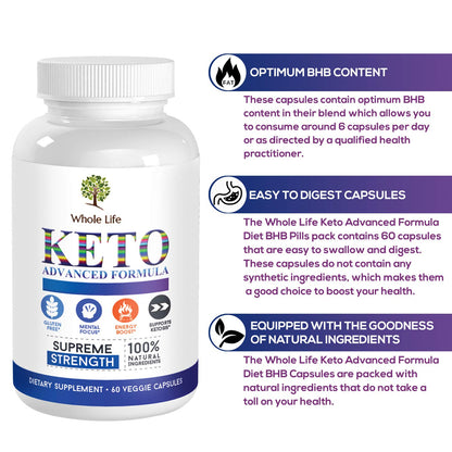 WHOLE LIFE Keto Advanced Formula Diet BHB Pills - Ketogenic All Natural, Support WHOLE LIFEUS supplements