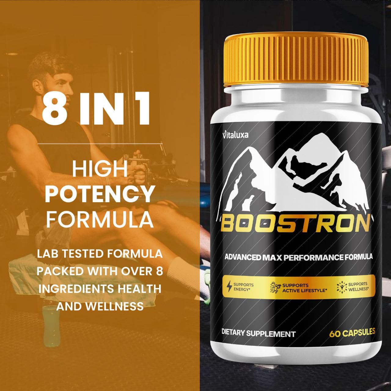 Boostron Capsules, Boostron Supplement Pills - Boostrom Maximum Strength Performance Blend Premium Advanced Formula All Natural Ingredients for Advanced Health Vitamin Support Reviews (60 Capsules) VitaluxaAu supplements