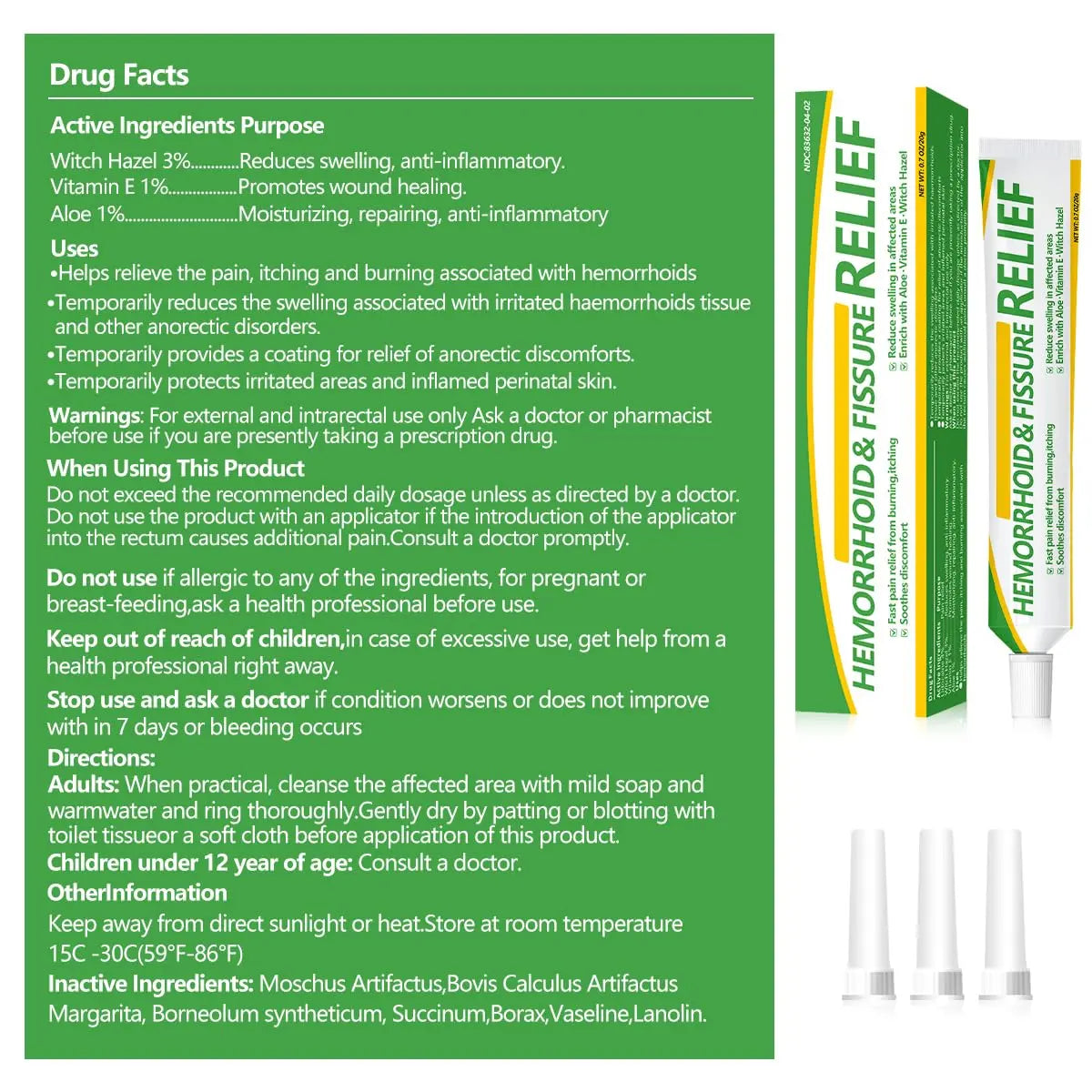 RHAICARE Hemorrhoid and Fissure Treatment Cream,Hemorrhoidal Ointment for Fast Acting Itch, Swelling, and Maximum Strength Pain Relief RHAICAREAu supplements