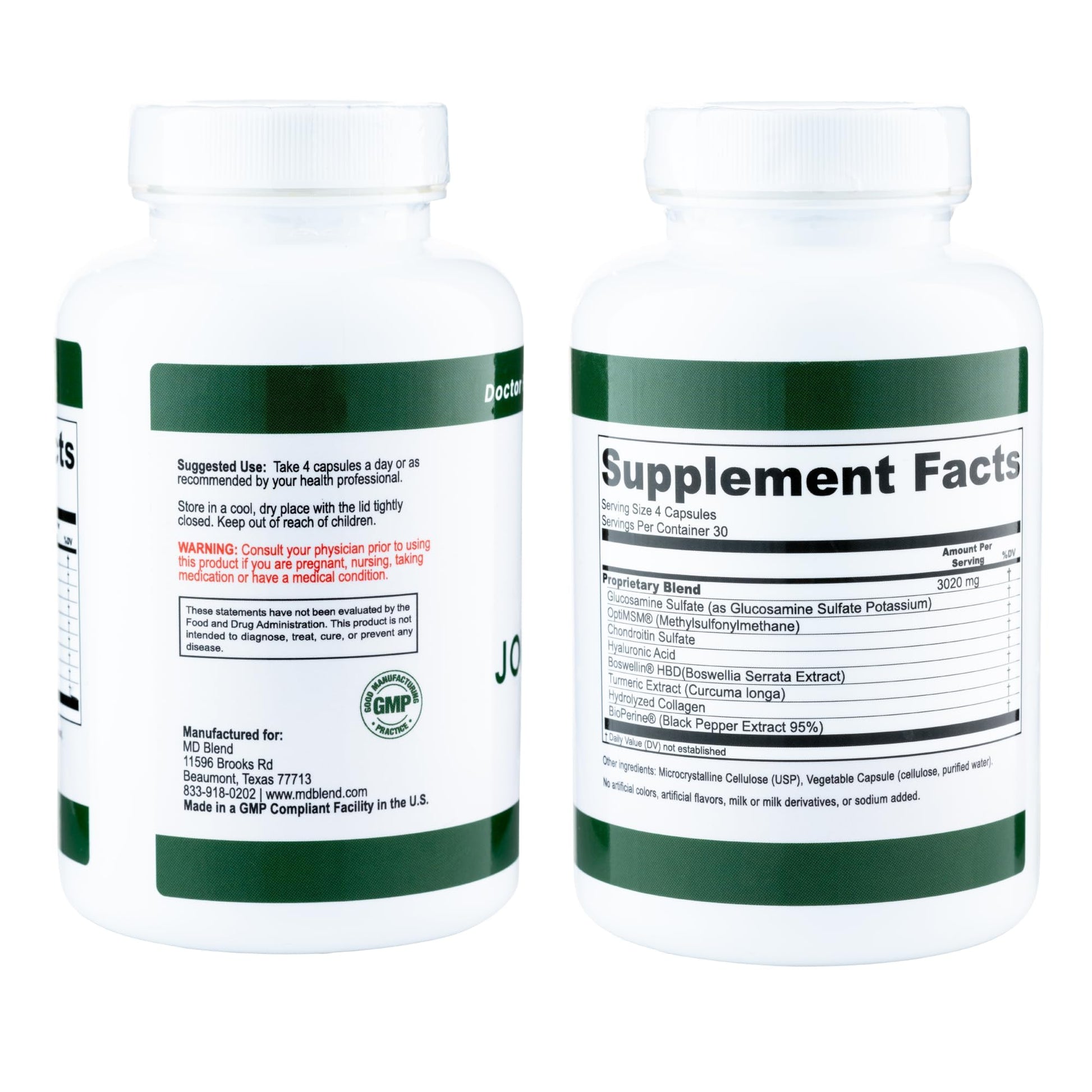 M.D. Blend Wellness Bundle with joint health supplement (120 capsules) & lightweight face hydrating hyaluronic acid serum (30 ml) featuring an airless pump, daily wellness skincare + joint support duo M.D. BlendAu supplements