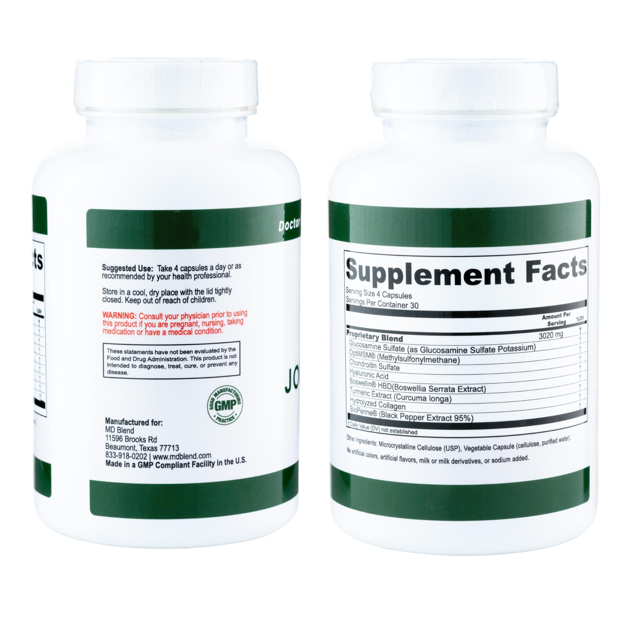 M.D. Blend Wellness Bundle with joint health supplement (120 capsules) & lightweight face hydrating hyaluronic acid serum (30 ml) featuring an airless pump, daily wellness skincare + joint support duo M.D. BlendAu supplements