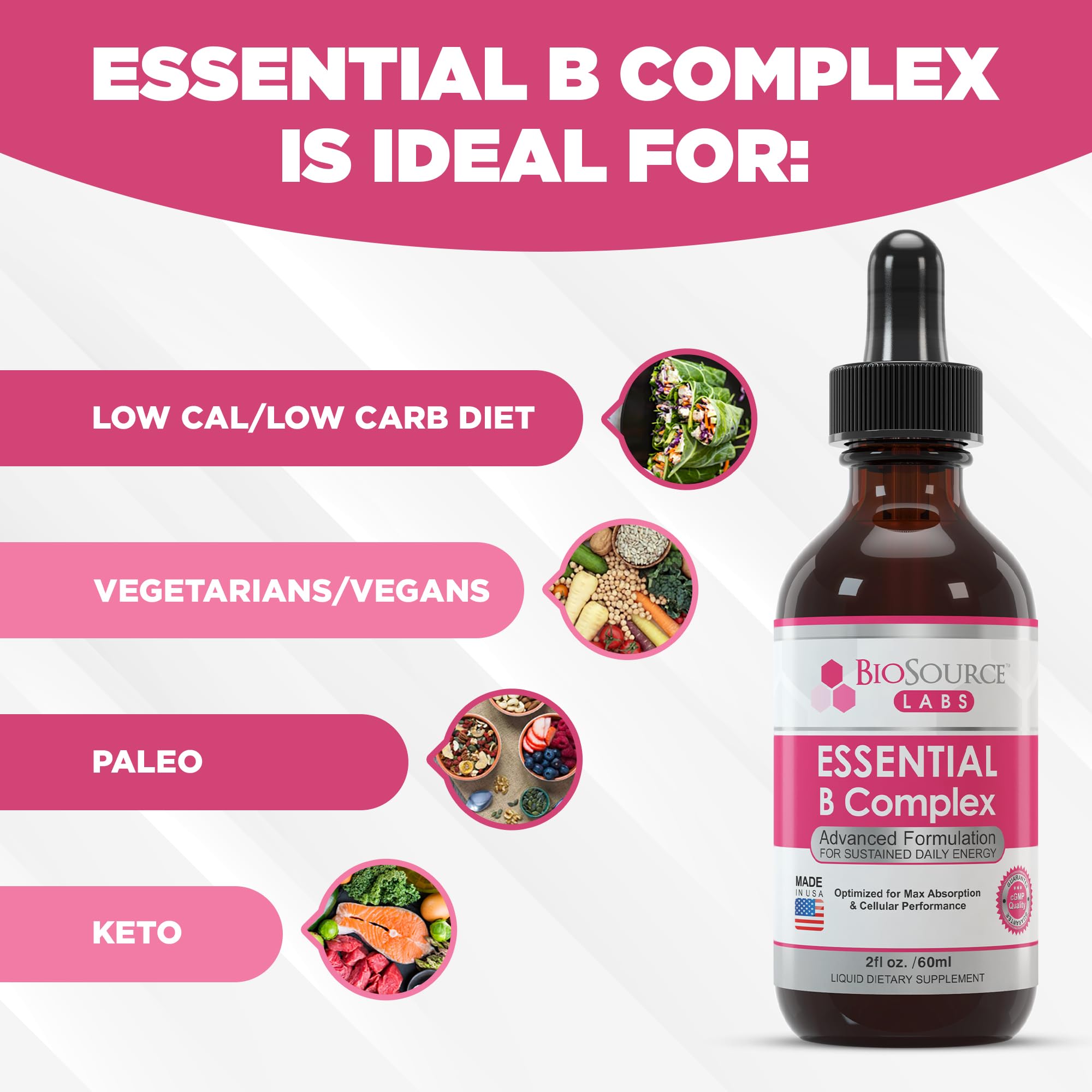 BioSource Labs Essential B Complex - Daily Vegan Vitamin B-Complex Sublingual Liquid BioSource LabsUS supplements