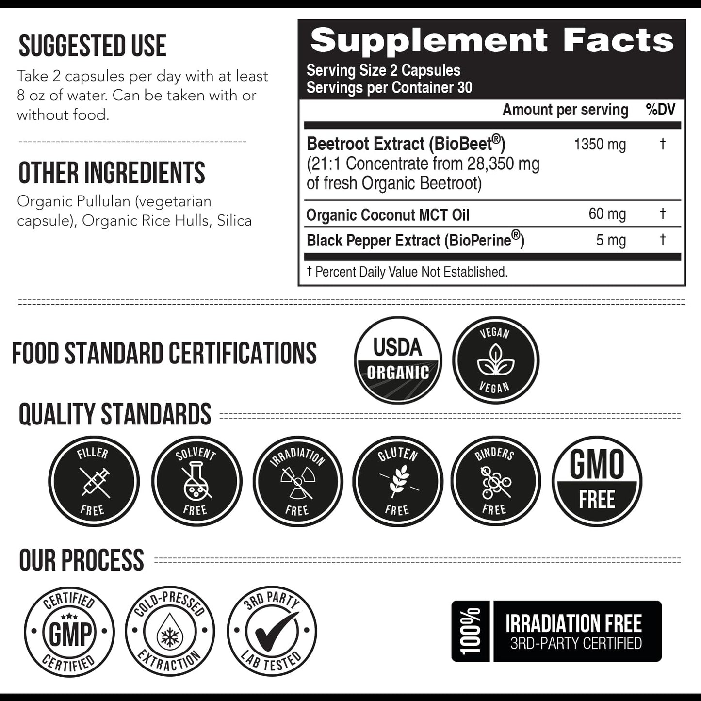 BioBeet® Max Strength Beet Root Capsules - 21:1 Concentrate, Each Serving Derived from 28,350 mg Organic Beetroot - Absorption Enhancement Triquetra HealthUS supplements