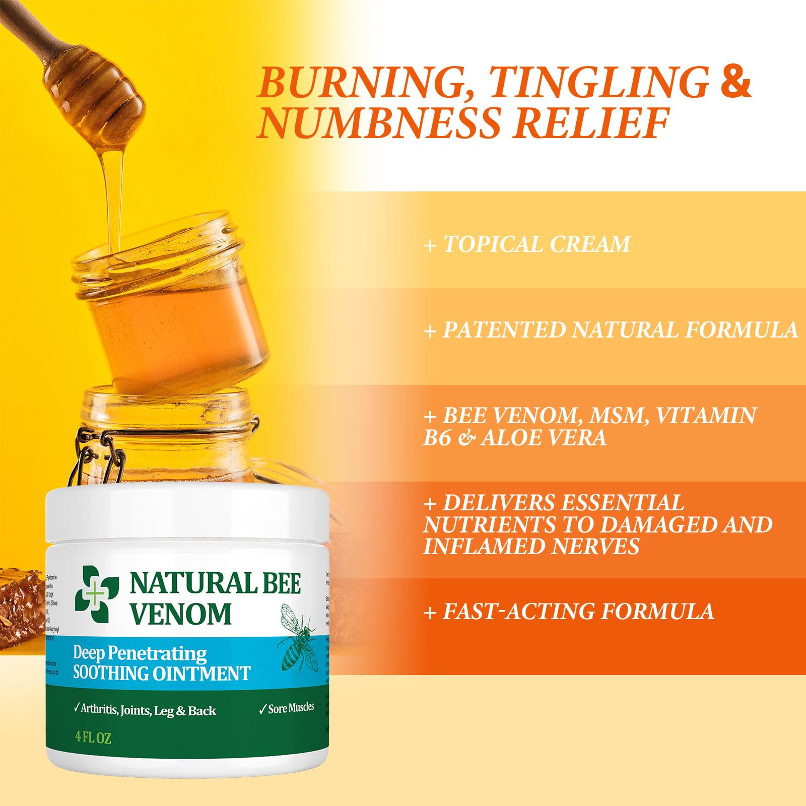 PIBIOOMAP Natural Bee Venom Joint & Muscle & Bone Release Oniment - Homeopathic Remedy - Fast Acting Release for Back, Neck, Hand, Feet, Knee, Muscle, Shoulder, Nerve, Ankle, Foot PIBIOOMAPAu supplements