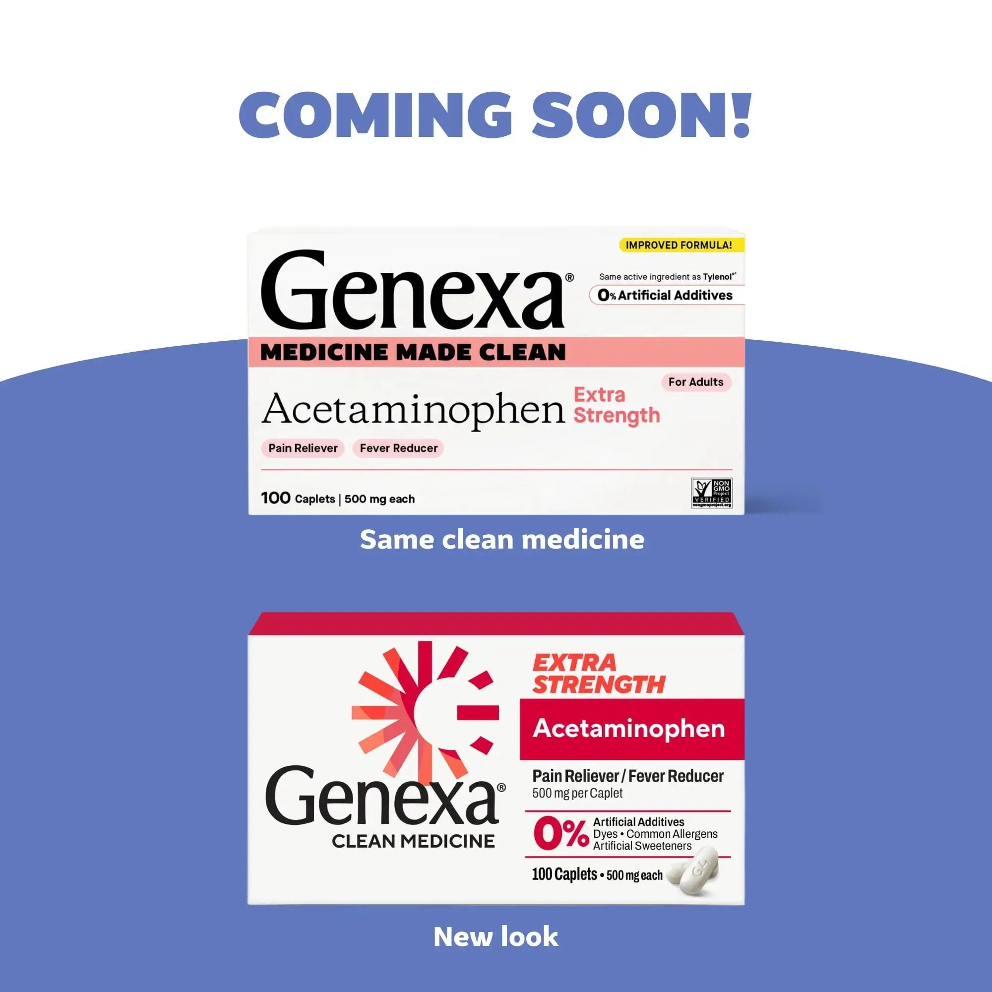 Genexa Clean Acetaminophen 500mg Extra Strength, Dye Free Pain Reliever Fever Reducer, 0% Artificial Additives, Pain Medicine for Adults, Relieves Headache, Backache, Minor Arthritis Pain, 100 Tablets GenexaAu supplements