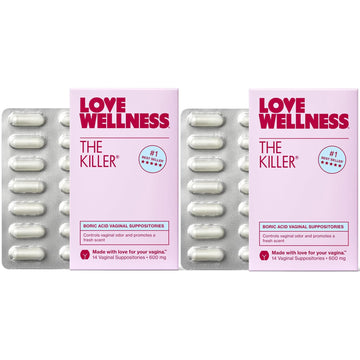 Love Wellness The Killer | 600mg Boric Acid Vaginal Suppositories | Balances pH & Supports Odor Control, a Healthy Vaginal Balance | Fast-Acting & Fragrance-Free | Gentle & Effective | 28 Ct Love WellnessUS supplements