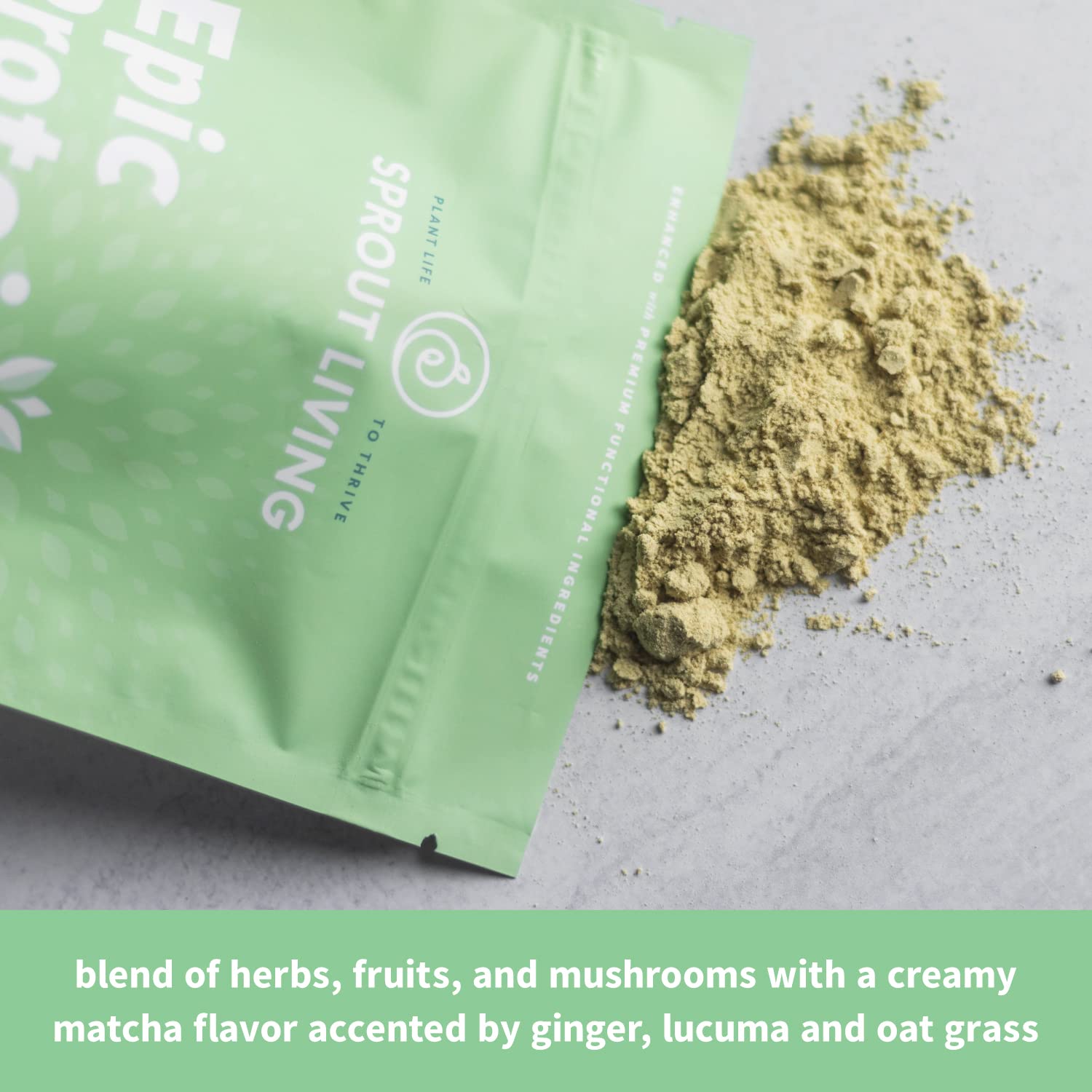 Sprout Living Epic Protein, Plant Based Protein & Superfoods Powder, Mindful Matcha Sprout LivingUS supplements