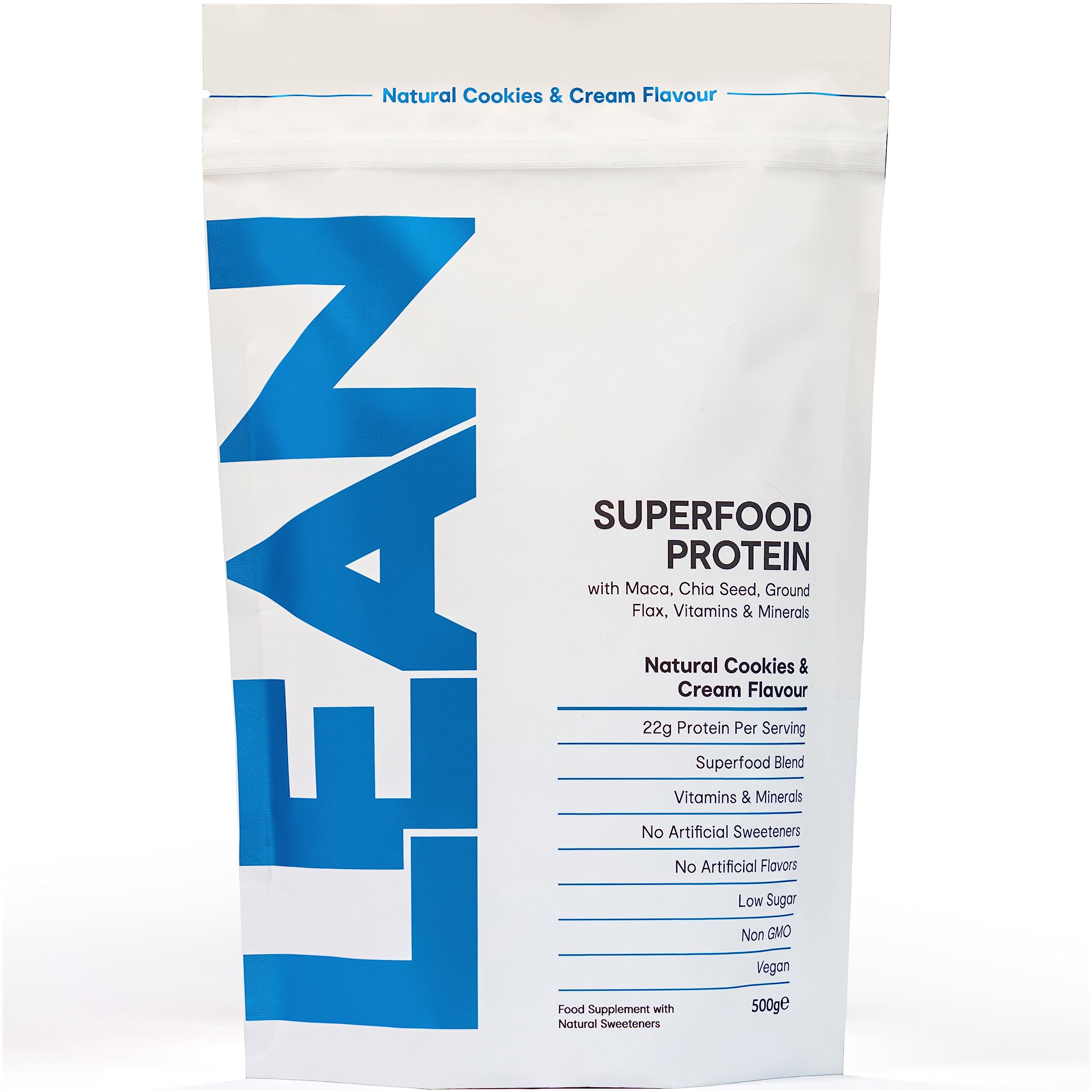 LEAN with Lilly Superfood Protein Vegan Protein Plant Based Protein Cookies and Cream Flavour 500g Lean With LillyAu supplements