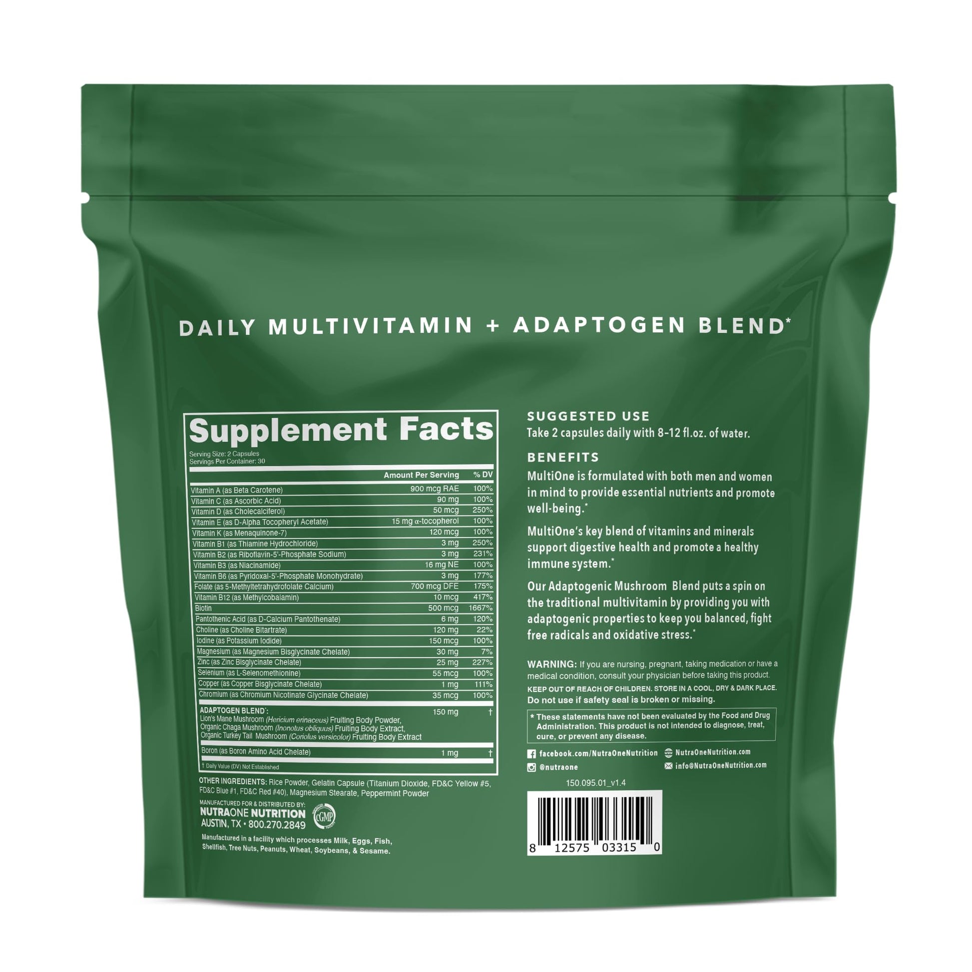 MultiOne Men & Women’s Daily Multivitamin - Essential Nutrients and Minerals for Optimal Health (60 Capsules) NutraOneAu supplements
