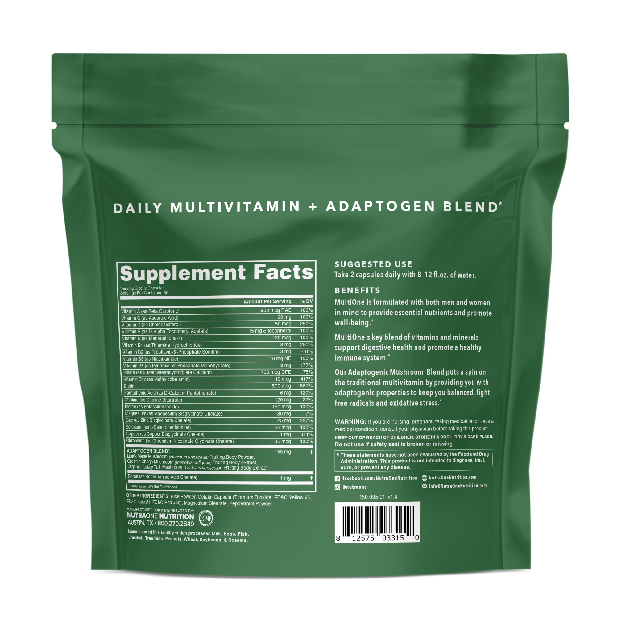 MultiOne Men & Women’s Daily Multivitamin - Essential Nutrients and Minerals for Optimal Health (60 Capsules) NutraOneAu supplements
